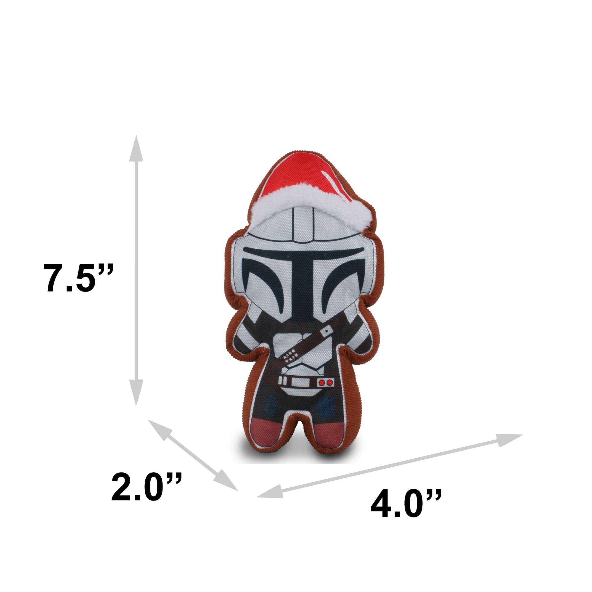 Star Wars Squeaky Plush Dog Toy for Large, Medium & Small Dogs, Holiday Mandalorian Santa Cookie Replica