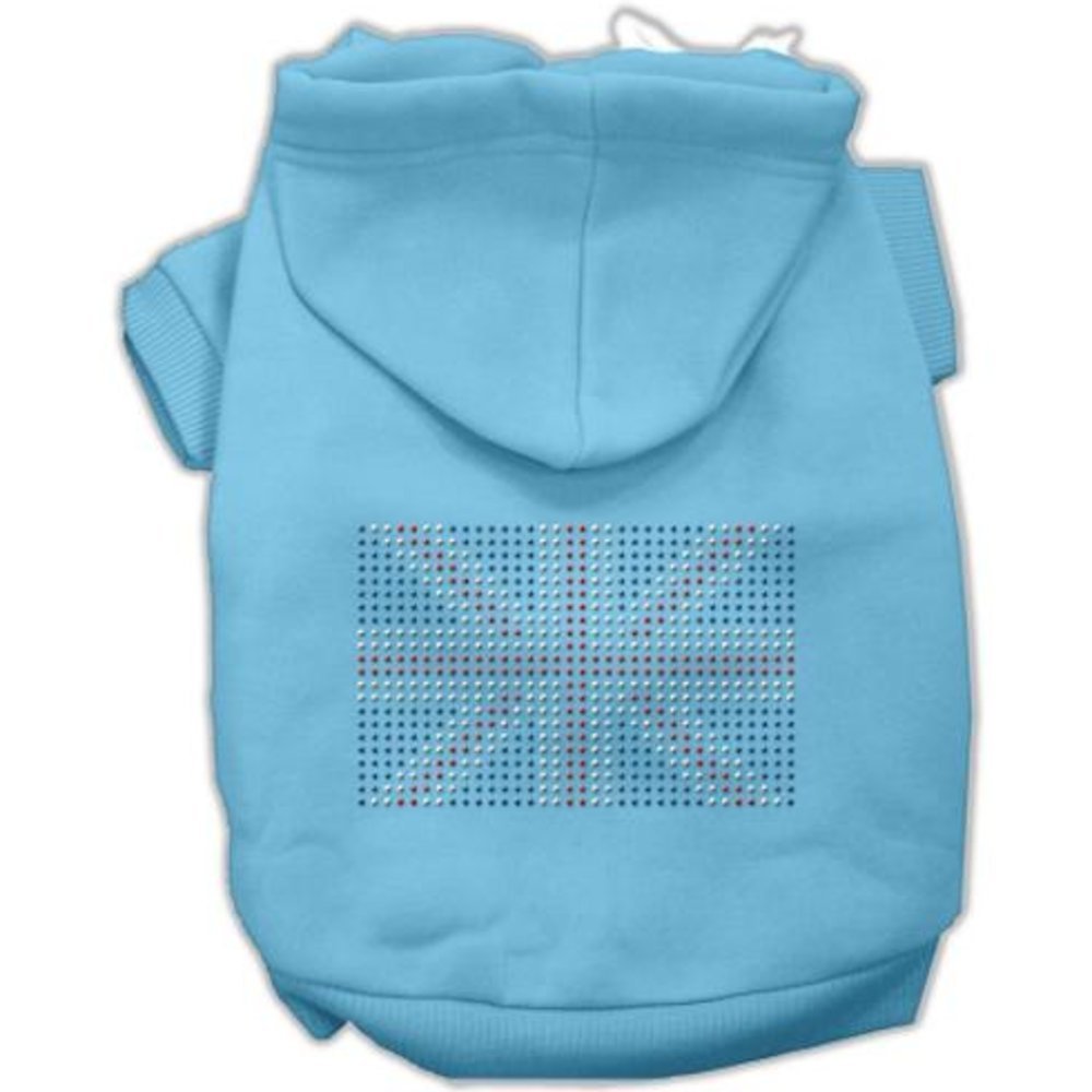 Pet, Dog & Cat Hoodie Rhinestone, British Flag Light Pink LG (10-14 lbs.)
