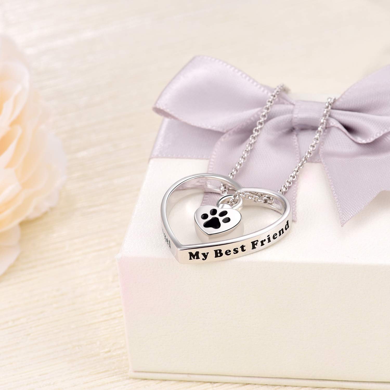 Jxjl Memorial Heart Cremation Urn Necklace For Ashes Keepsake S925 Sterling Silver Eternity Circle Pendant Necklace Of Pets Cats Dogs Cremation Ashes