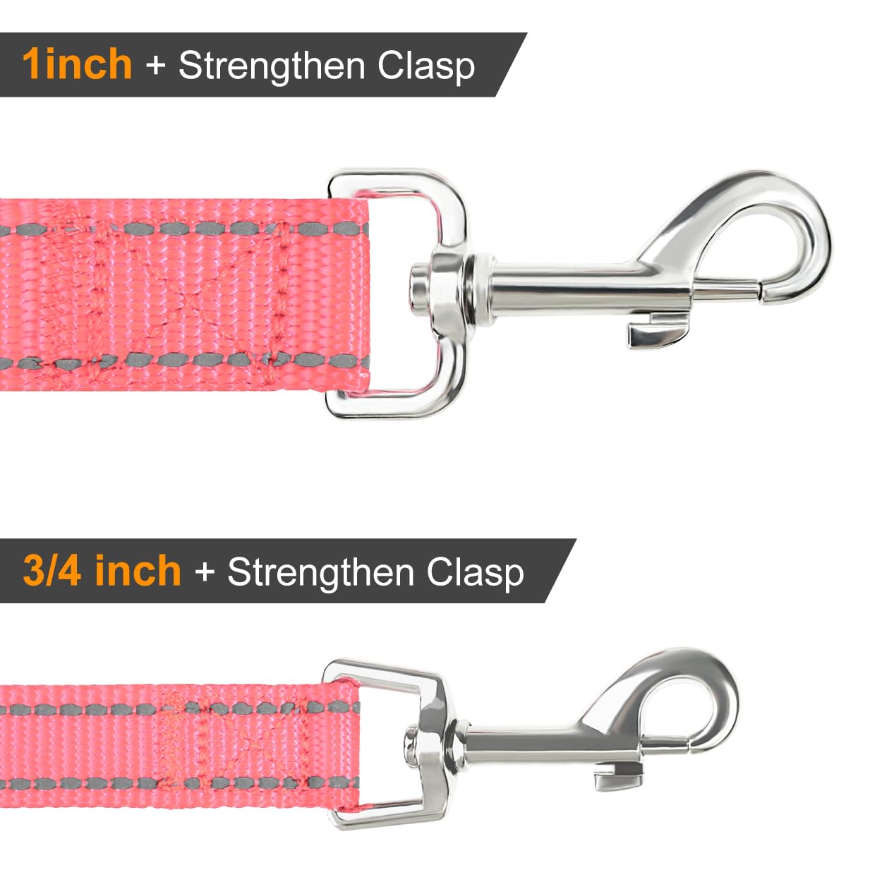 Joytale Double-Sided Reflective Dog Leash, 6 Ft/5 Ft/4 Ft, Padded Handle Nylon Dogs Leashes For Medium & Large Dogs Walking, Pin