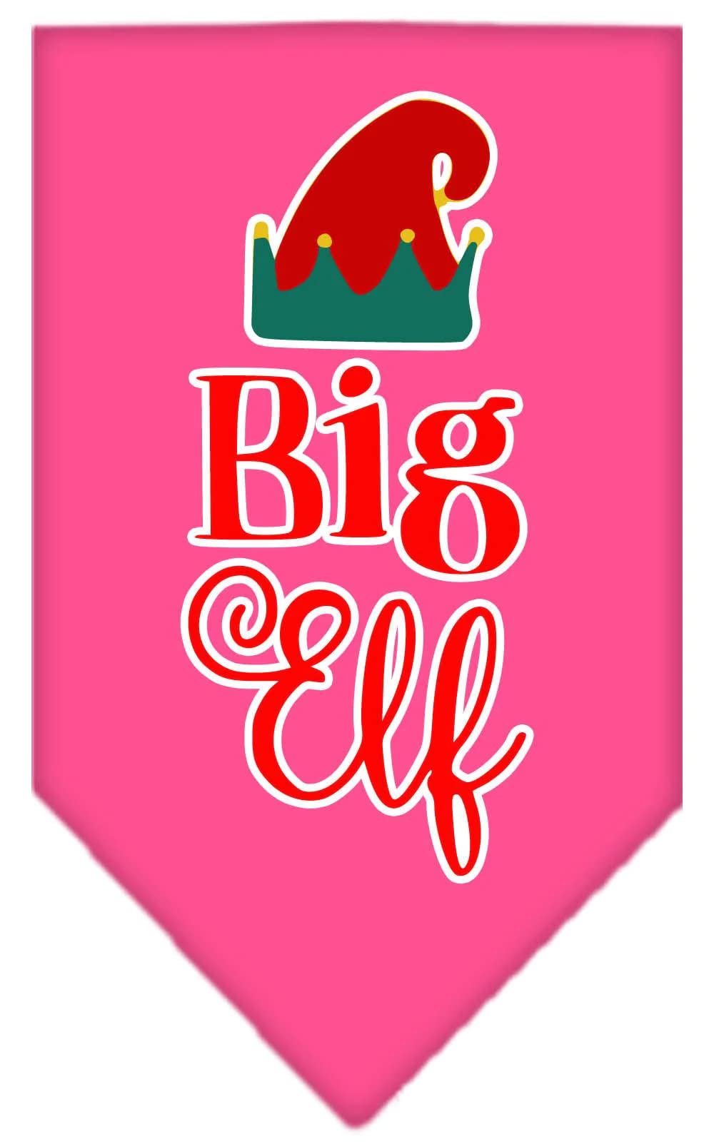 Christmas Pet and Dog Bandana Screen Printed, "Big Elf" Navy Blue Large
