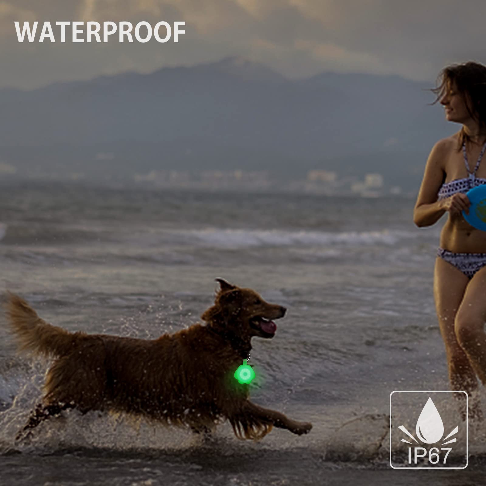 Novkin Dog Light 2-Pack - USB Rechargeable, Color Changing, IP67 Waterproof, 4.5cm x 4.5cm x 7cm, White