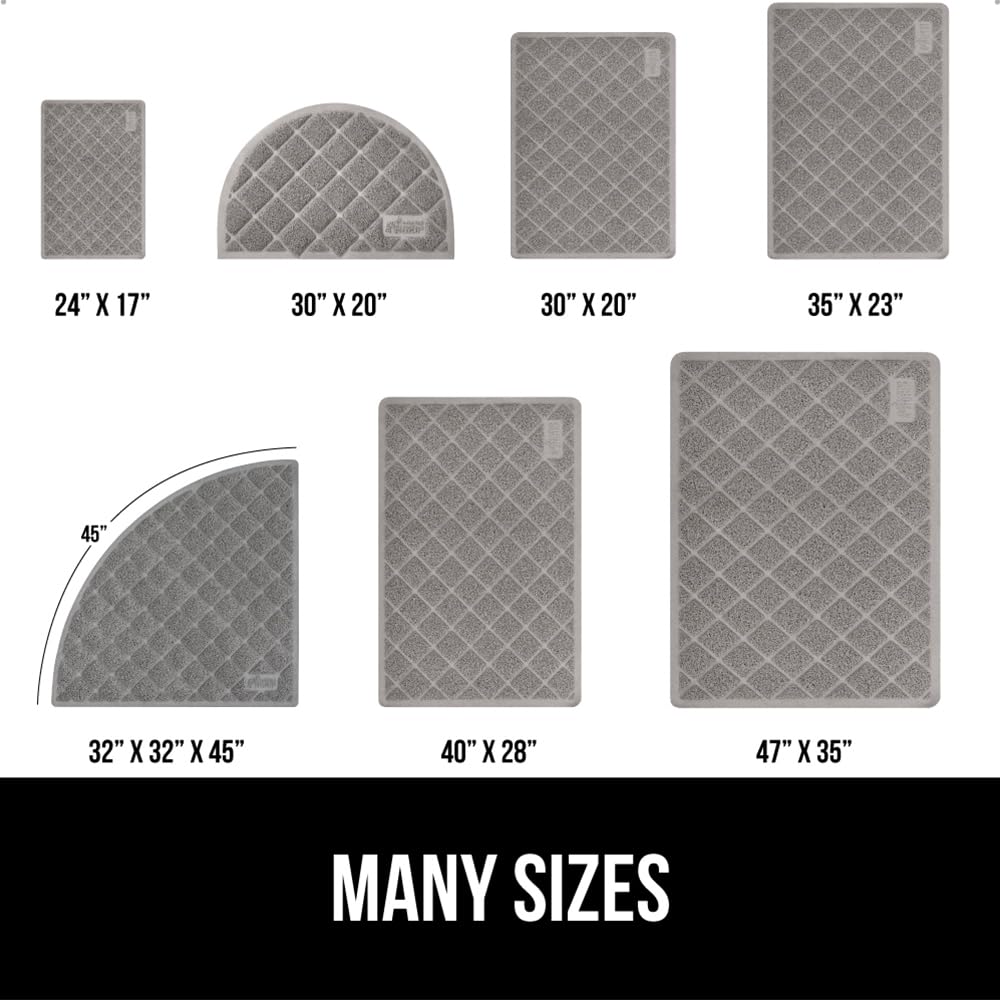 Gorilla Grip Cat Litter Box Mat, 35X23 2 Pack, Water Resistant Kitty Litter Trapping Mat, Textured Backing, Easy To Clean, Less Waste And Clean Floors, Kitten Supplies For Indoor Cats, Soft Pad, Gray