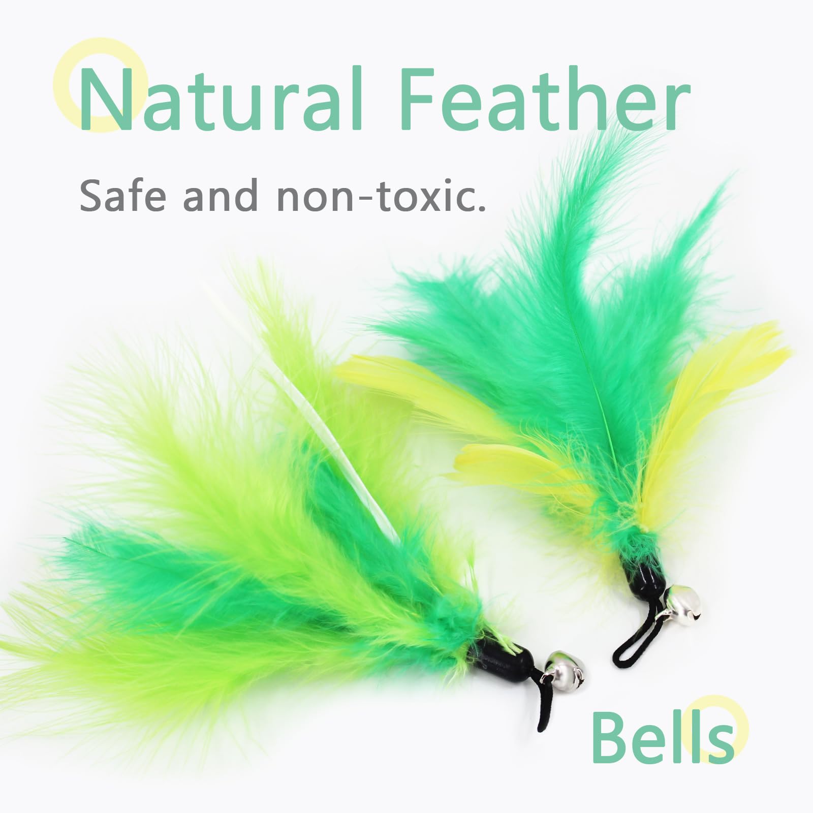 Songway Cat Feather Toys Wand - 7 Pcs Interactive Cat Toys For Indoor Cat Kitten, Retractable Cat Wand Toy With 6 Natural Feather Refills With Bell, Cat Fishing Pole Toy