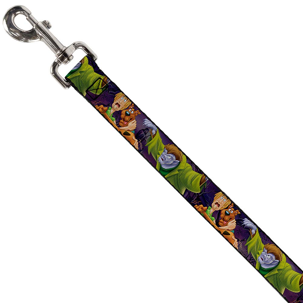 Buckle-Down Pet Leash - Scooby & Shaggy Hugging W/Werewolf Man Purple - 4 Feet Long - 1/2' Wide