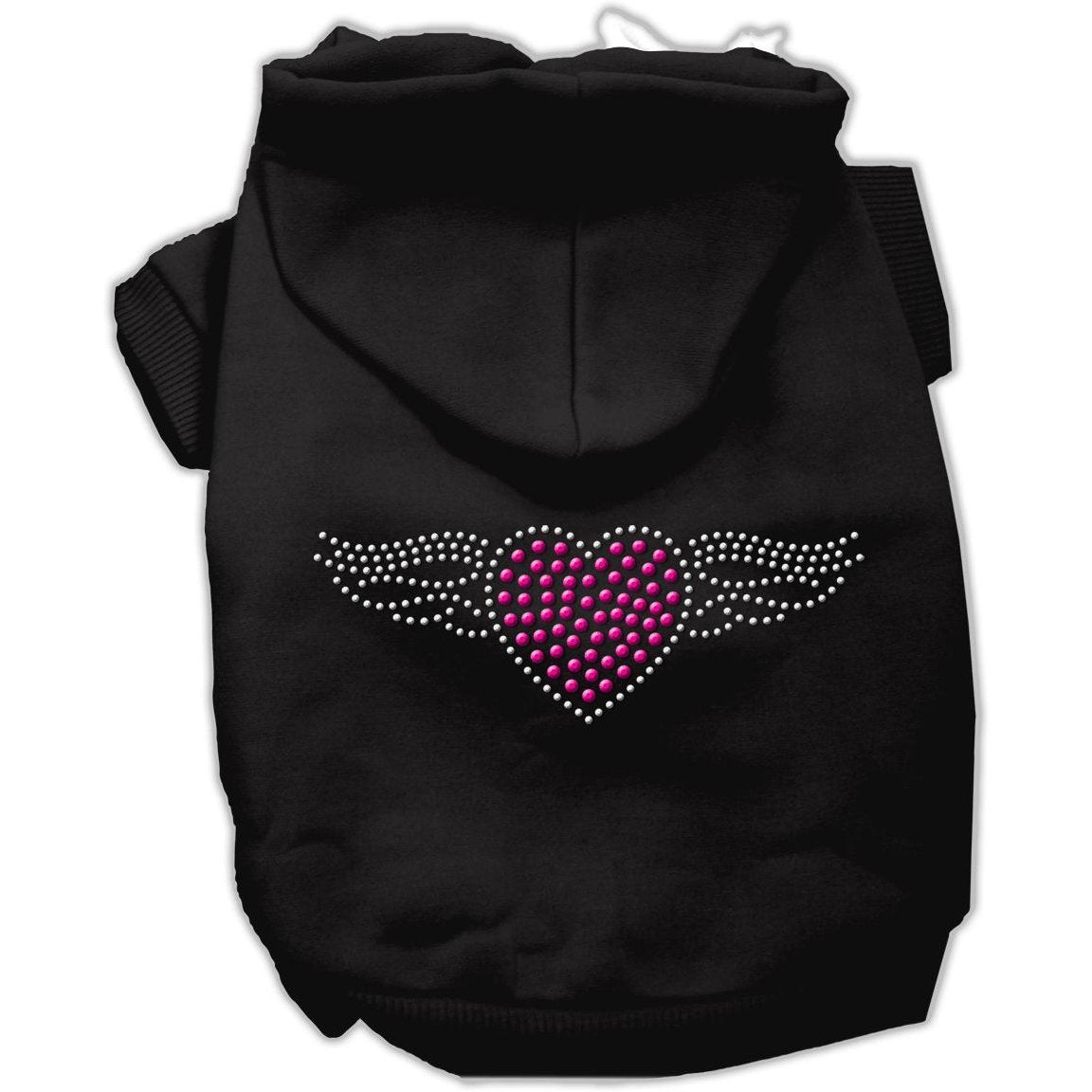 Pet, Dog & Cat Hoodie Rhinestone, "Aviator" Black 3XL (25-35 lbs.)