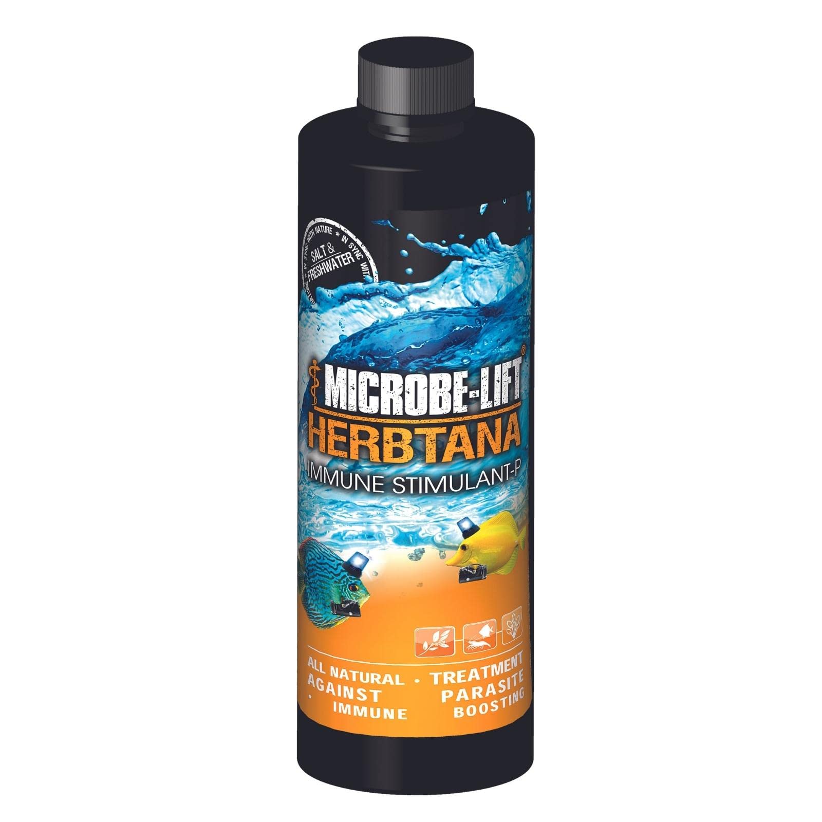 MICROBE-LIFT Herbtana Fish Medicine, Immune Booster and Parasite Treatment for Aquarium Fish Health, Ich Treatment, Use in Fresh