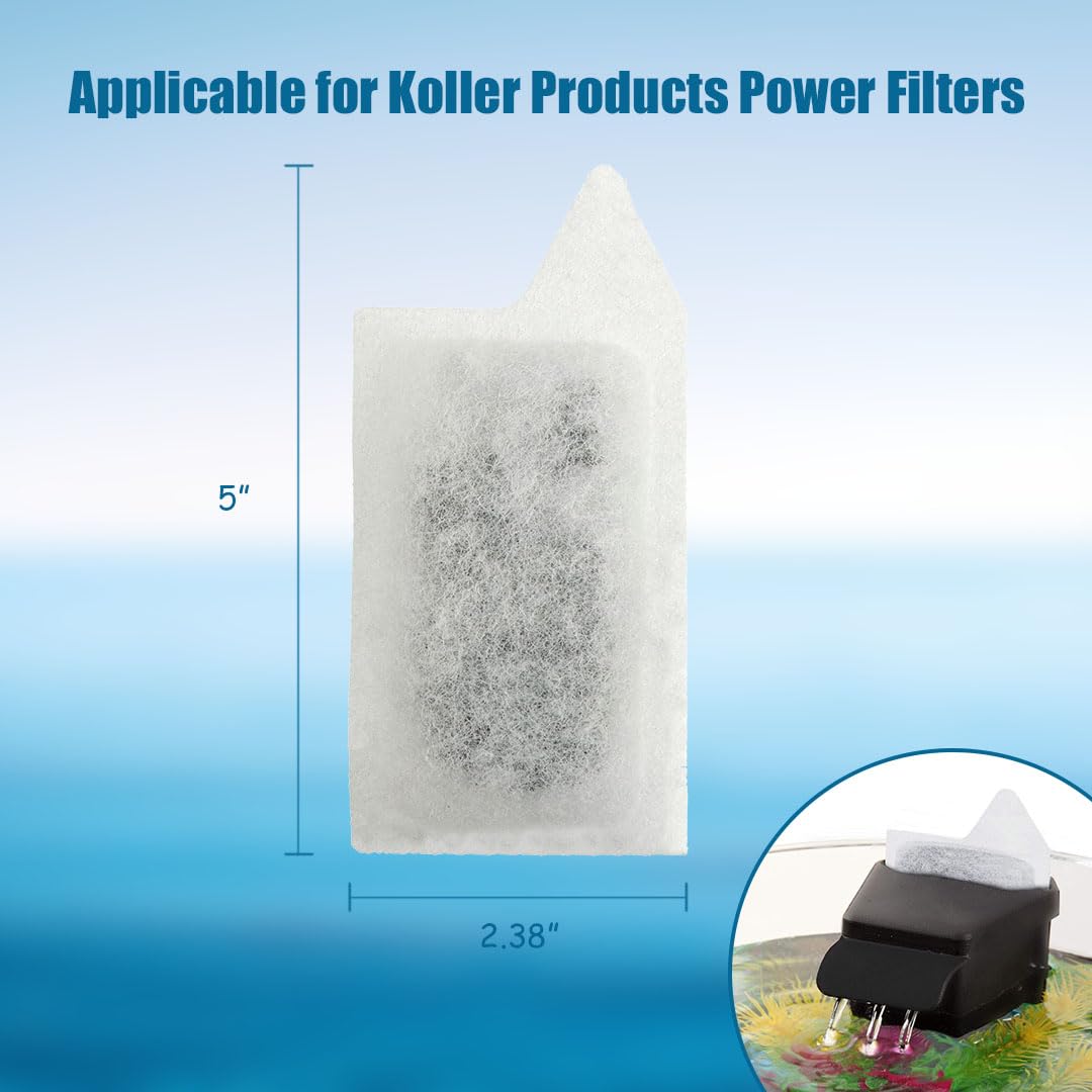 Koller Products Small Replacement Filter Cartridges, 6 Pack for Koller Products Aquarium Kits with Power Filters