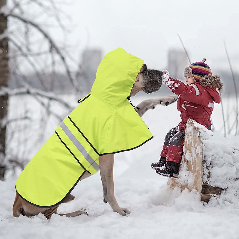 Ezierfy Waterproof Raincoats For Dogs - Adjustable Pet Raincoat Jacket, Lightweight Dog Hooded Rain Coat Waterproof Rain Poncho