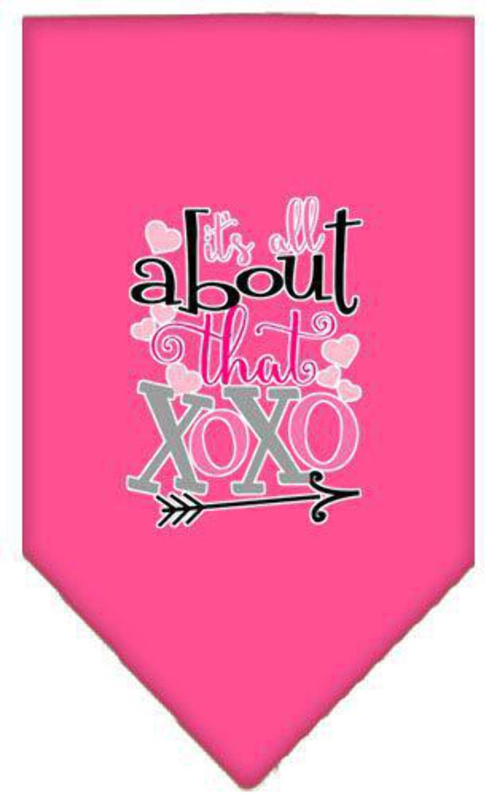 Pet and Dog Bandana Screen Printed, "It's All About That XOXO" Emerald Green Small