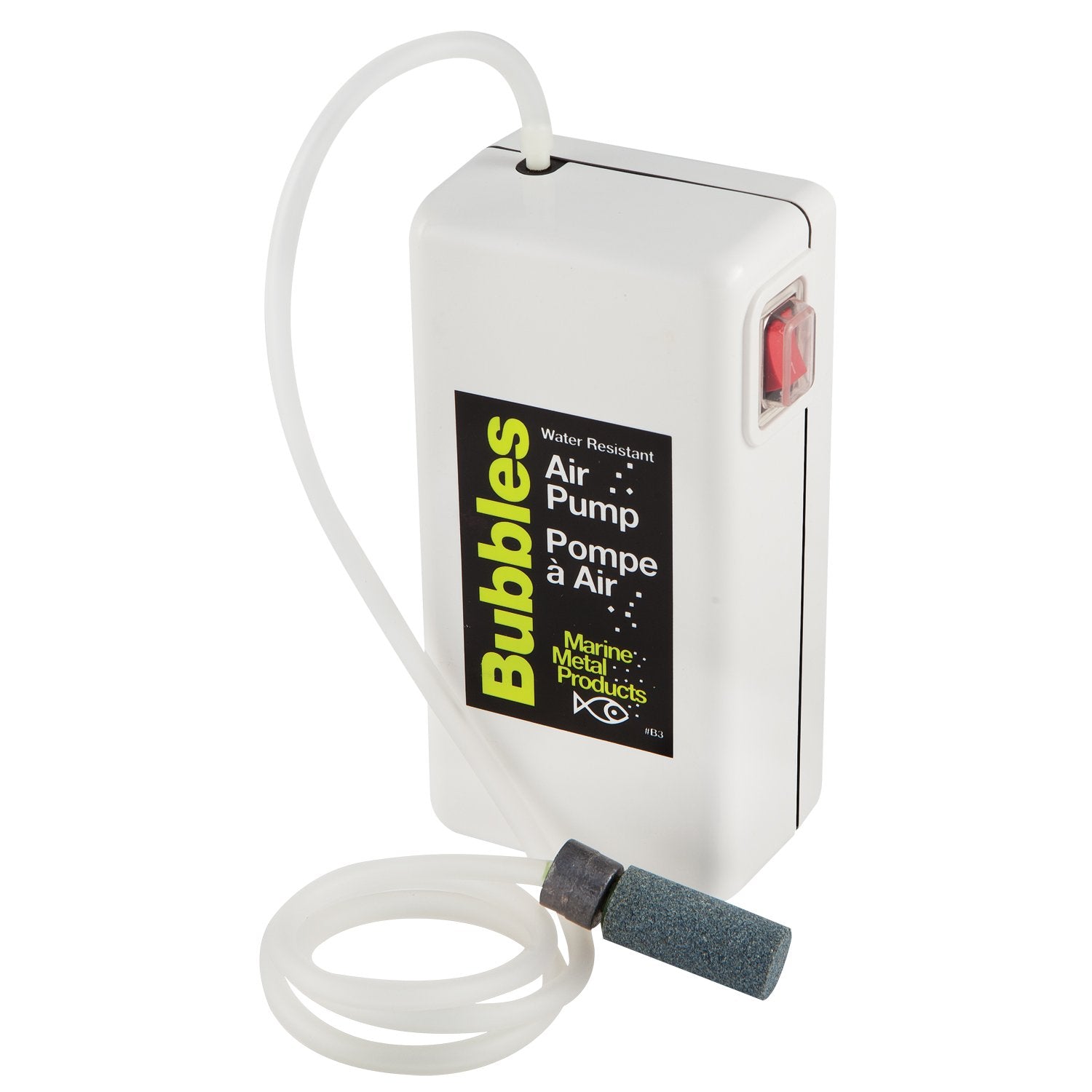 Marine Metal B-3 Bubbles Live Bait Aerator, Water Resistant Air Pump, Portable & Battery Powered