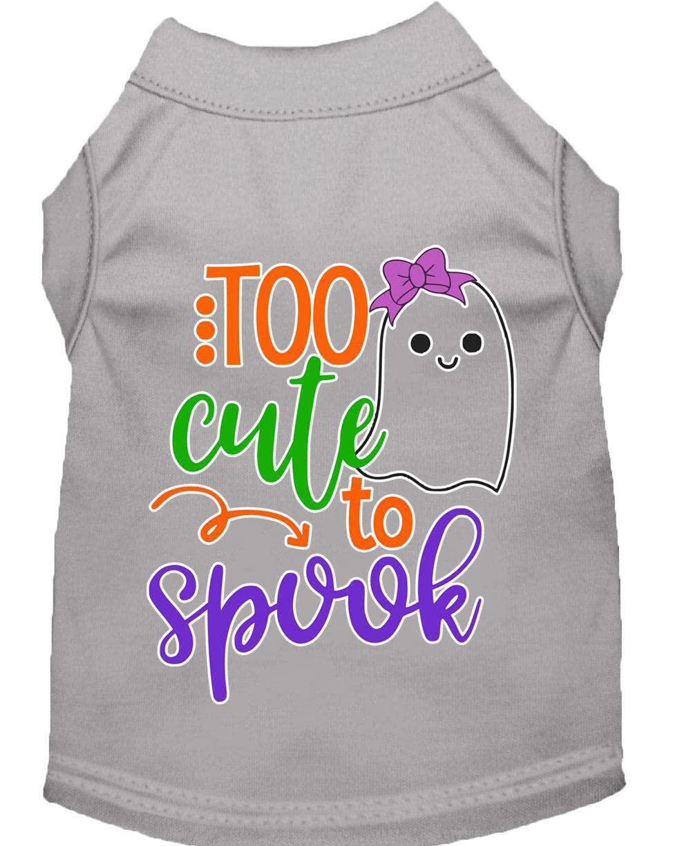 Halloween Pet Dog & Cat Shirt Screen Printed, "Too Cute To Spook - Girly Ghost" Gray LG (10-14 lbs.)