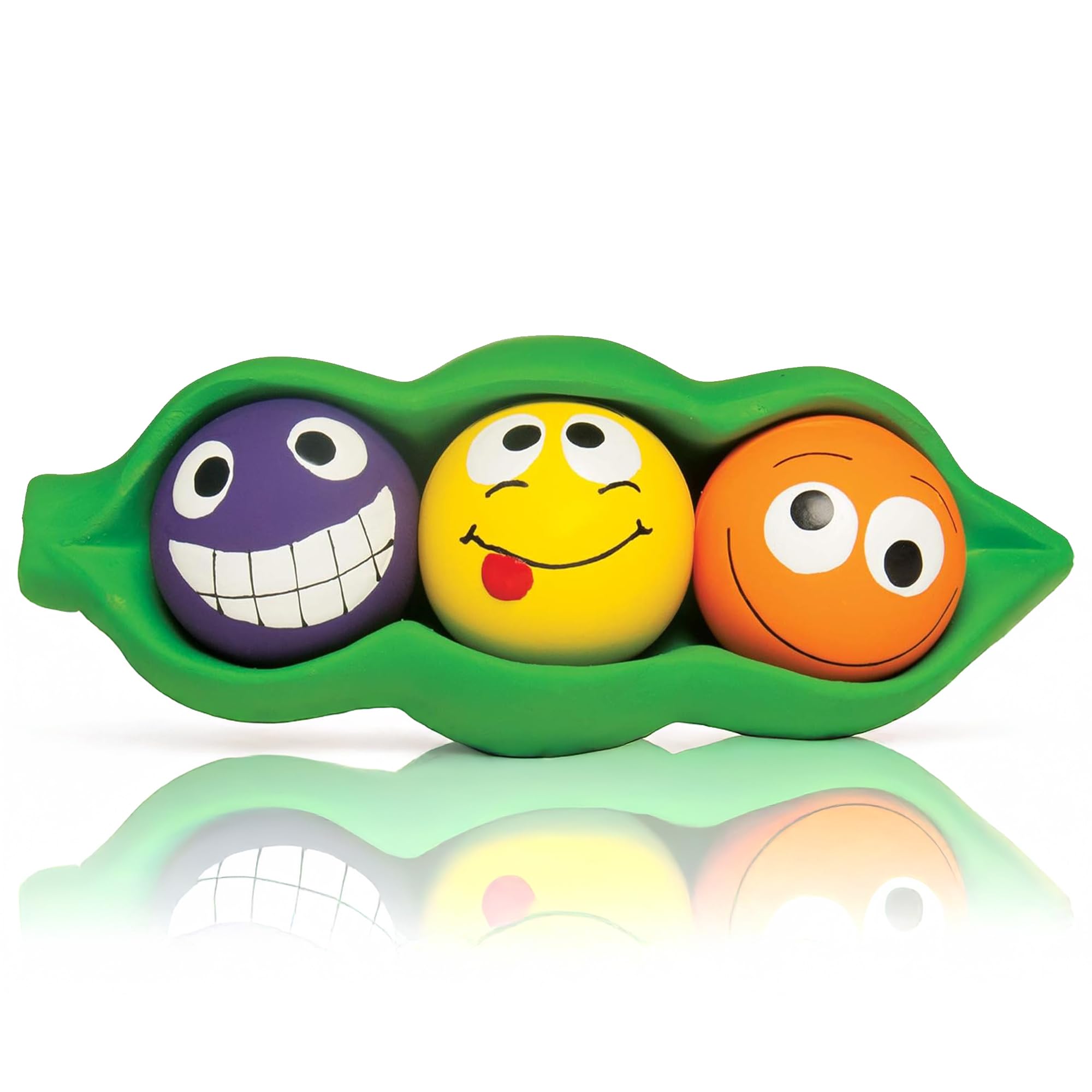 Multipet Three Peas in a Pod | Squeaky Chew Dog Toy | Fetch Interactive Pea Pod Dog Toys | 3 XL Latex Squeaky Balls | 3 (Ball Si