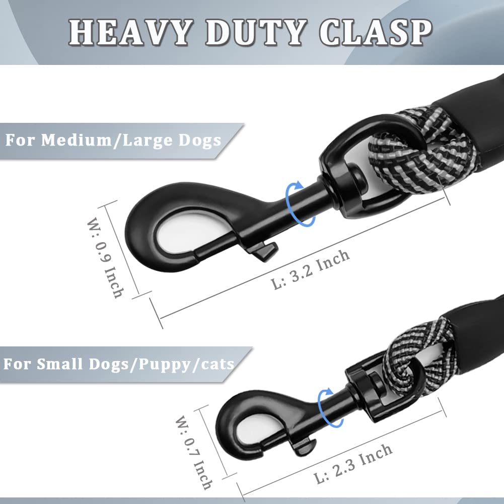 Maypaw Heavy Duty Rope Dog Leash, 1/4' X 6Ft Nylon Pet Training Leash, Soft Padded Handle Thick Lead Leash For Small Dogs (1/4' 6', Black)