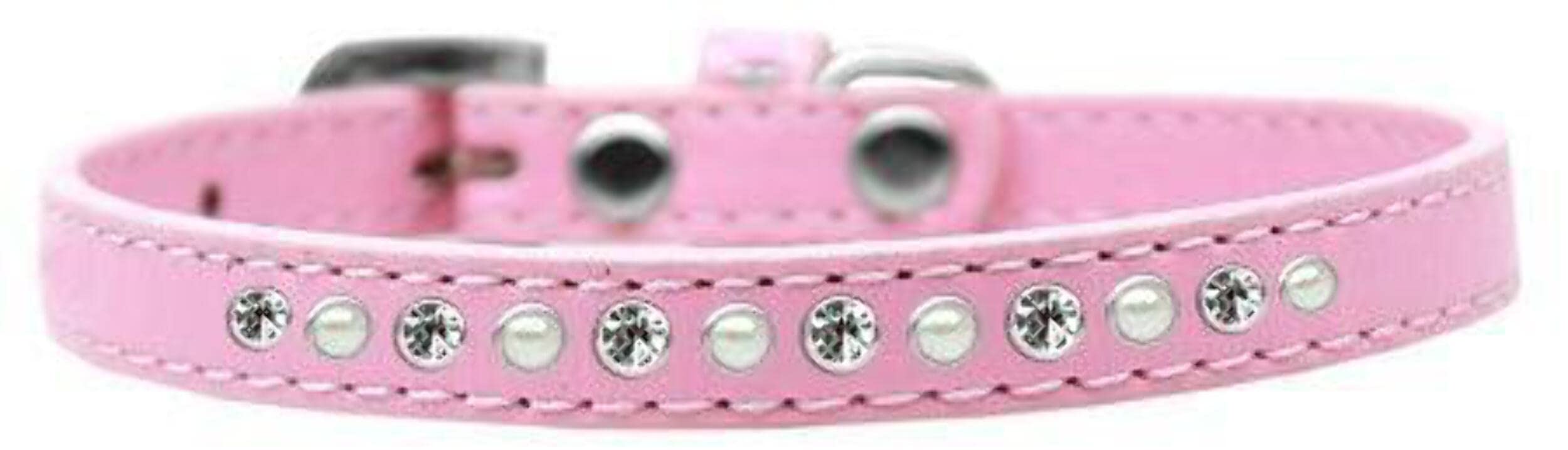 Dog, Puppy and Pet Ice Cream Collar, Pearl & Clear Crystal Rimsets Silver 16
