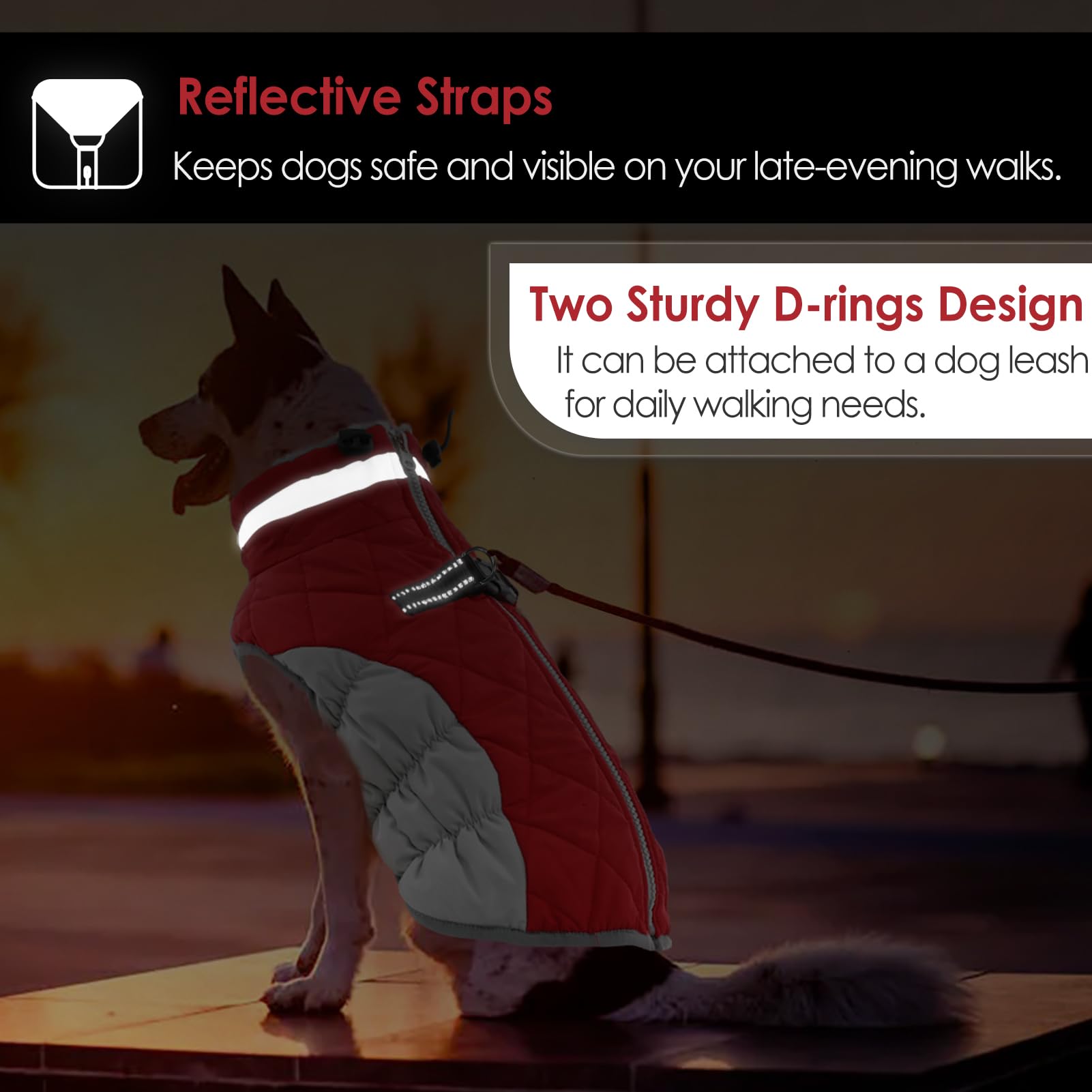 Aofitee Dog Coat, Warm Dog Winter Coat, Reflective Cold Weather Dogs Puffer Jacket With Harness Built In, Waterproof Pet Fleece