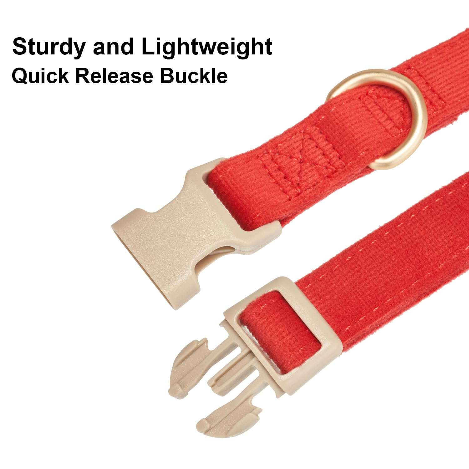 Yudote Soft Cotton Dog Collar Adjustable Corduroy Dog Collars For Small Medium Large Dogs(Red,Small)