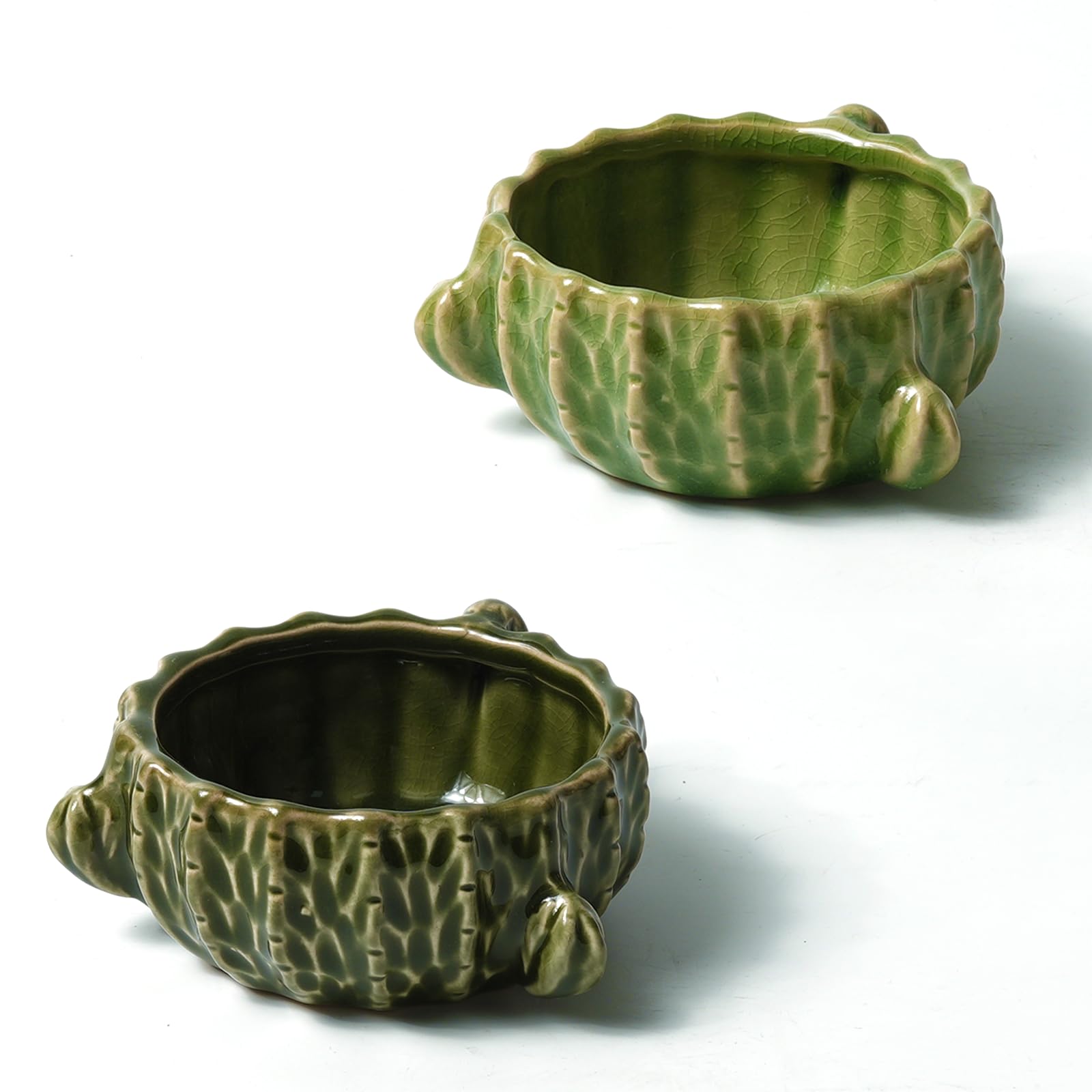 Zhilishu Hamster Food Bowl, 2 Packs Cactus Food & Water Bowls Ceramic Feeding Drinking Bowl Food Dish for Small Animals Gerbil D