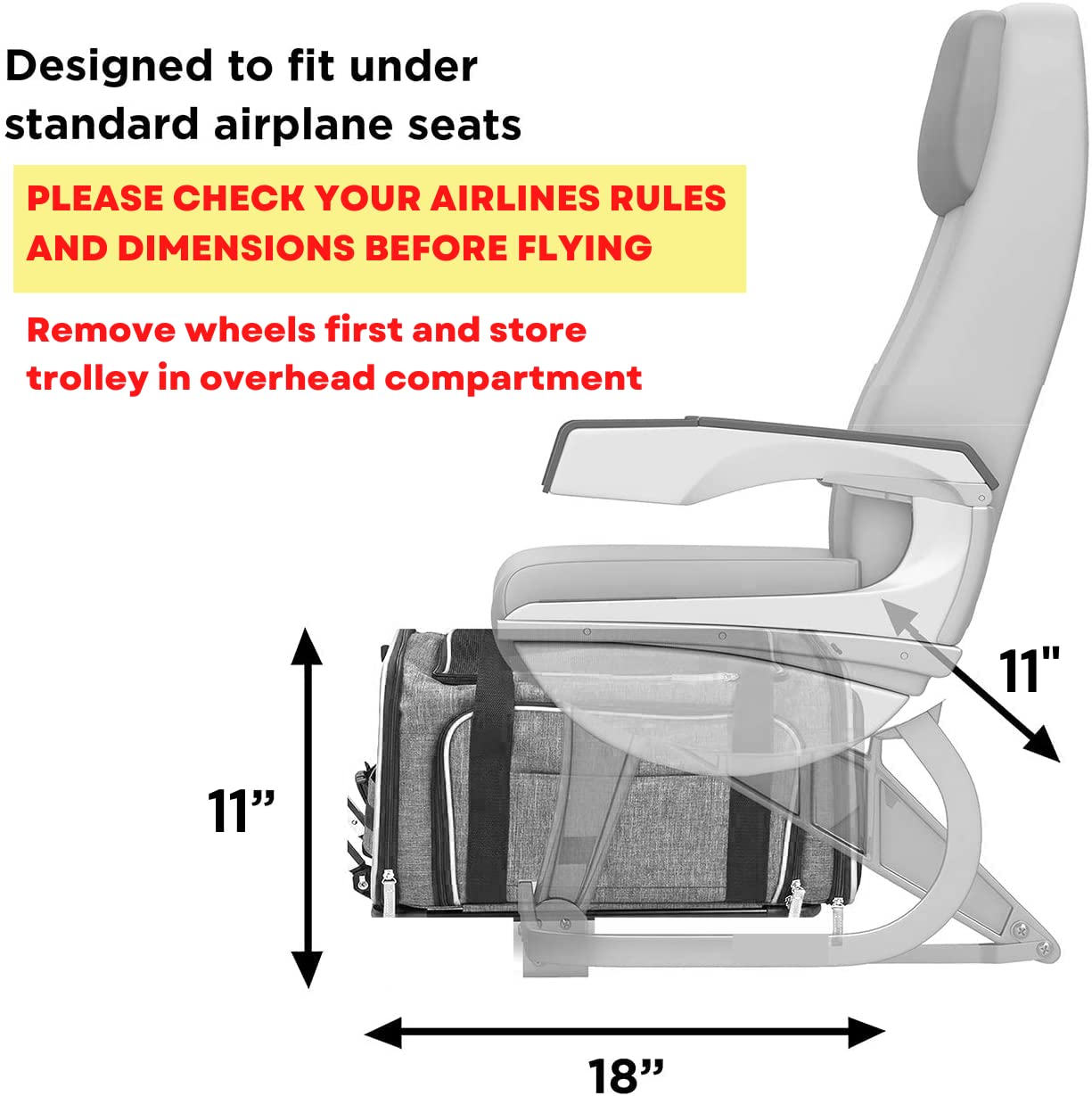 RUFF LIFE 101 Airline Approved Expandable Premium Pet Carrier on Wheels- Two Sided Rolling Carrier- Designed for Dogs & Cats- Ex
