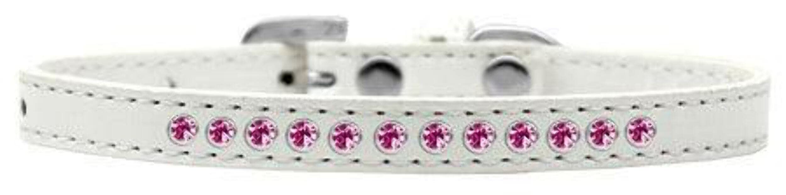 Dog, Puppy & Pet Fashion Collar, "Bright Pink Crystal Rimsets" White 14