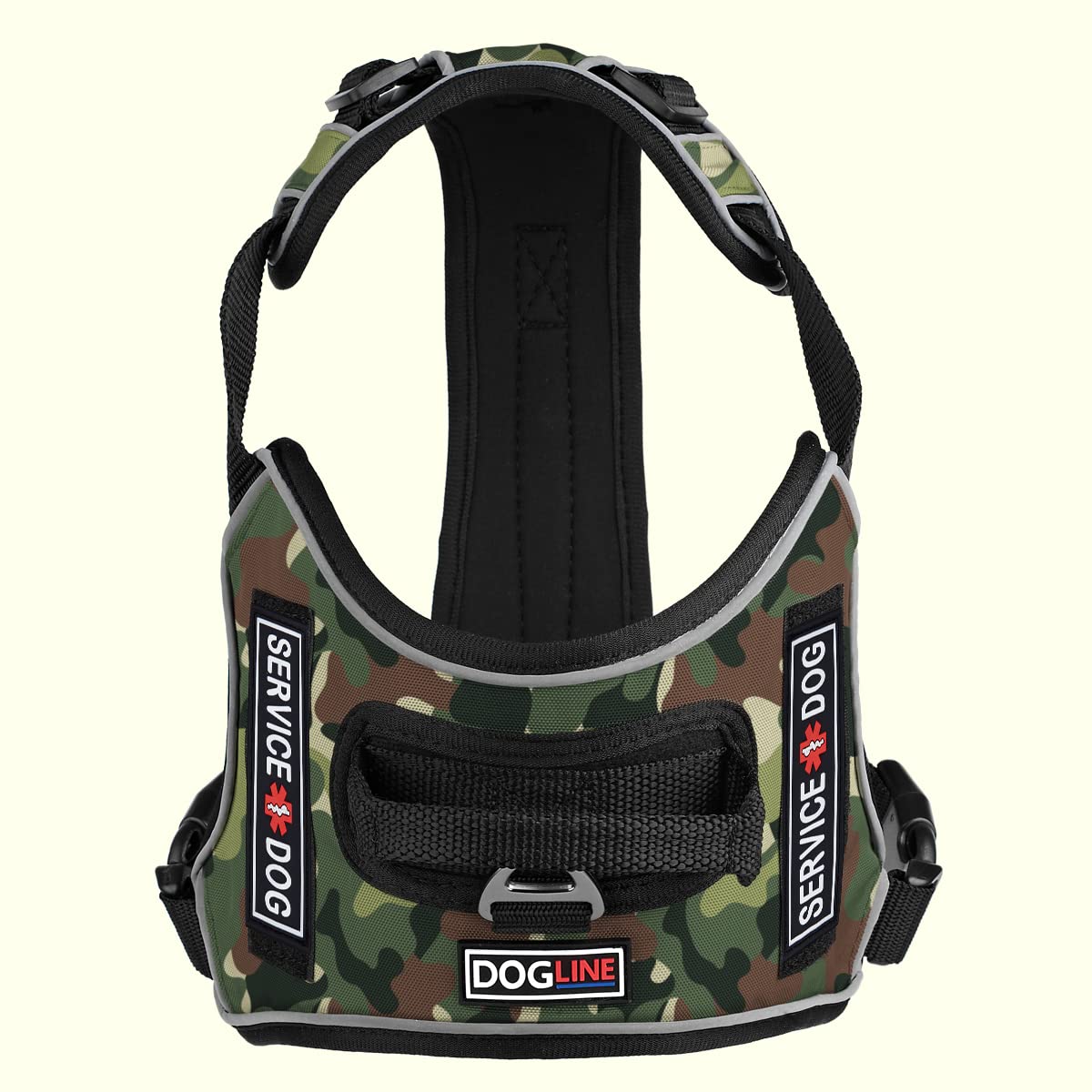 Dogline Quest No-Pull Dog Harness with 3D Rubber Service Dog Removable Patches Reflective Soft Comfortable Dog Vest with Quick R