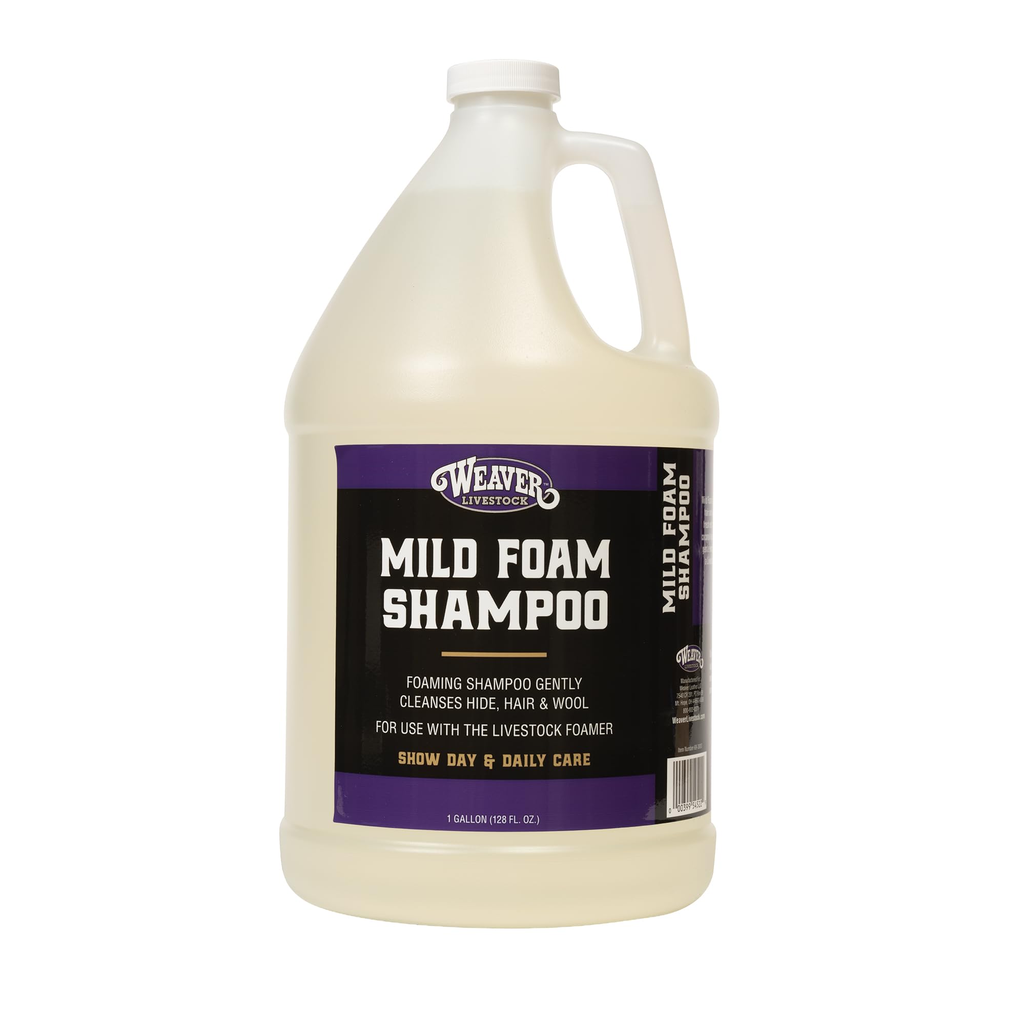 Weaver Leather Mild Shampoo, Gentle, Effective Coconut-Based Hide, Hair and Wool Shampoo, Daily Use, Cattle Show Supplies, 1 Gal