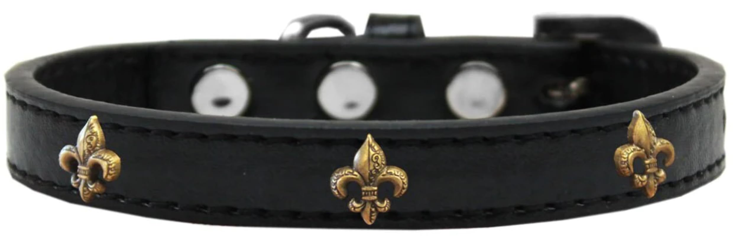 Dog, Puppy & Pet Widget Fashion Collar, Bronze Fleur De Lis Black 18