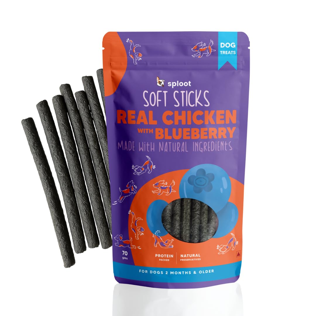 Sploot Dog Soft Chew Sticks  Dog Treats For Adult Dogs & Puppies  Chicken And Blueberry Soft Snacks And Biscuits For Pets, Rea
