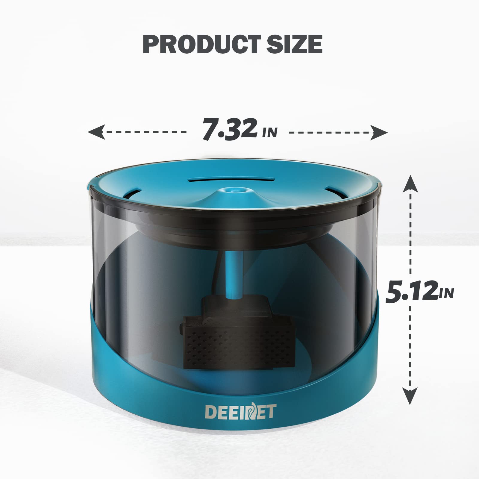 DEEIPET Cat Water Fountain, 74oz/2.2L Ultra Quiet Automatic Water Dispenser for Cats Dogs with Colorful LED Indicator, Water Bow