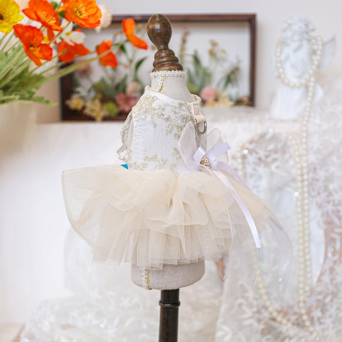 Marupet Fashion Sweet Puppy Dog Blingbling Princess Skirt Pet Dog Lace Cake Camisole Tutu Dress E-White Xs