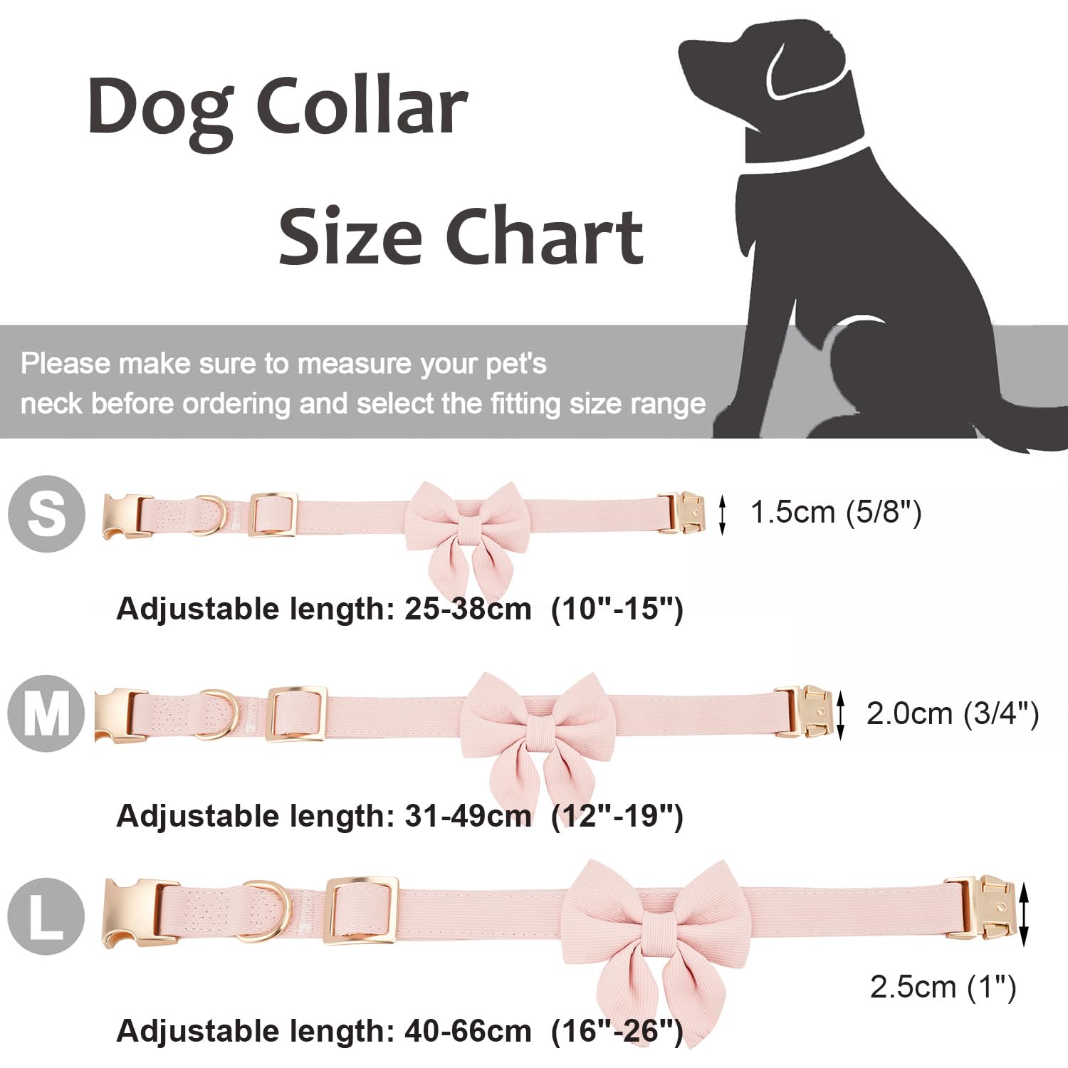 Ewinoom Bowtie Dog Collar Adjustable Soft Collars With Detachable Bow Tie And Metal Buckle For Female Small Medium Large Dogs,Ba
