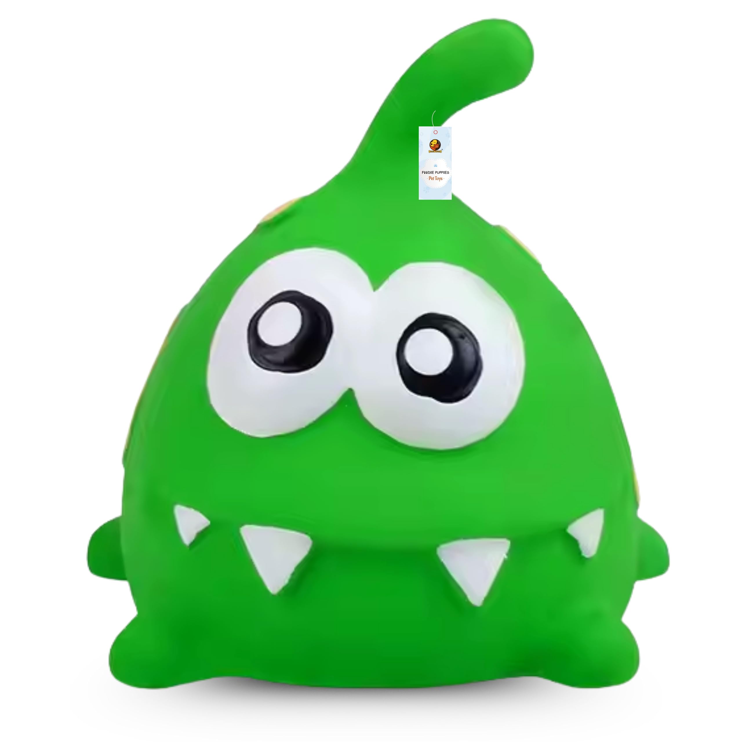 Foodie Puppies Dog Squeaky Chew Latex Rubber Toy  (Green Gobble Goblin) For Small Dogs & Puppies | Durable, Soft, Animal Design