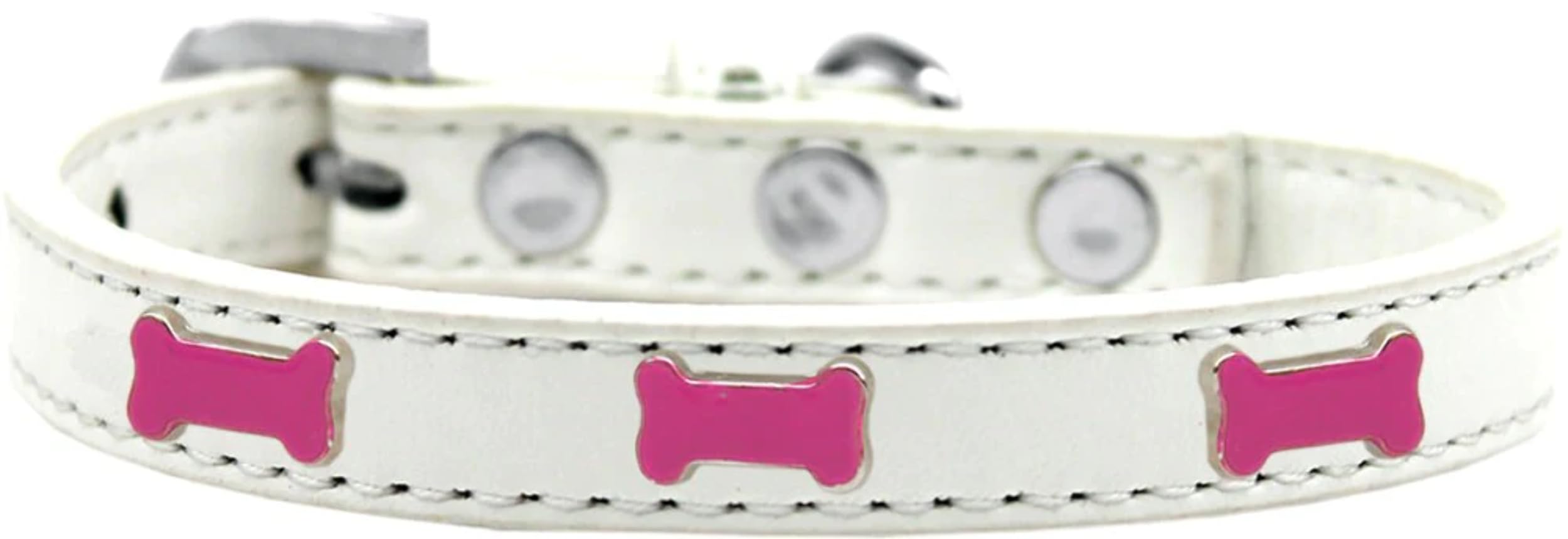 Dog, Puppy & Pet Widget Fashion Collar, Pink Bone Black 12