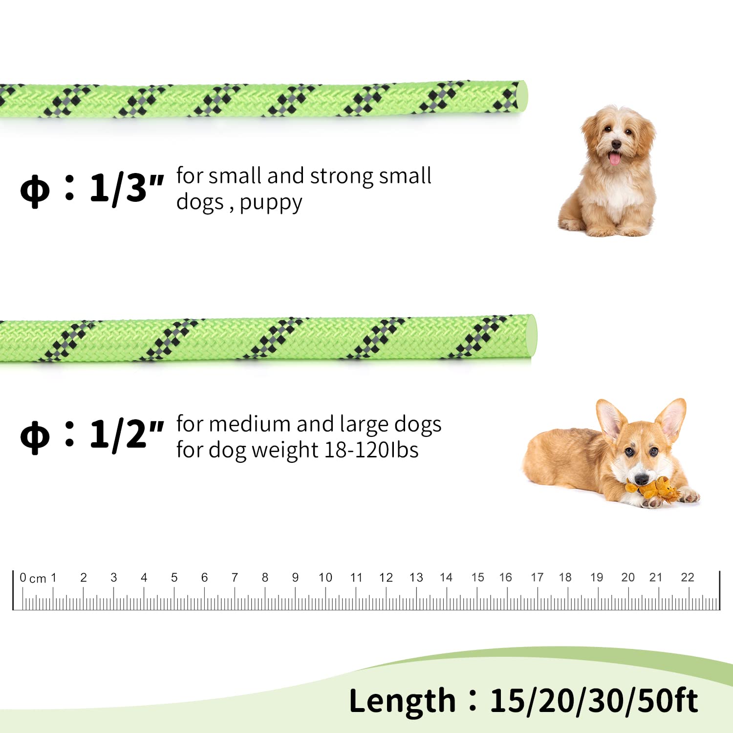 Long Dog Leash For Training 20Ft-Reflective Nylon Rope With Swivel Hook-Recall Agility Lead For Large Small Medium Dogs Outside