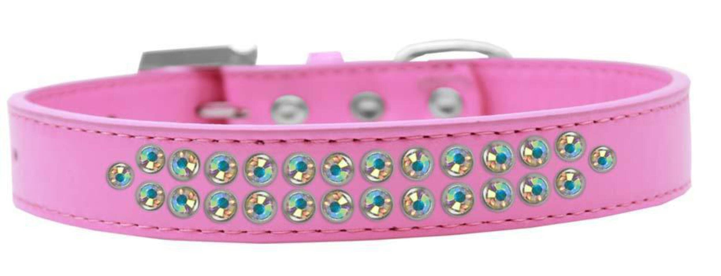 Mirage Pet Products Two Row AB Crystal Lavender Dog Collar, Size 14