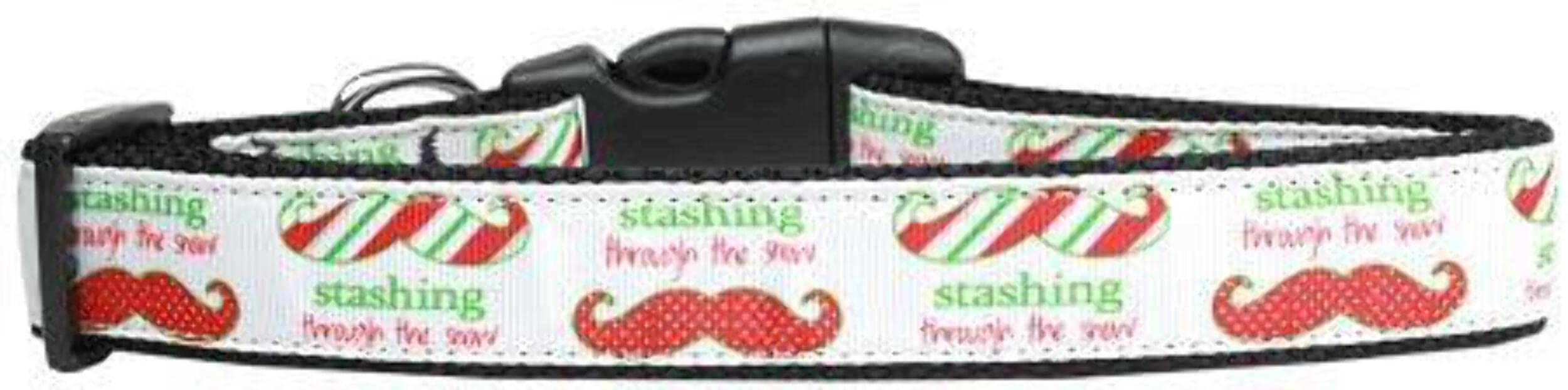 Christmas Pet Dog & Cat Nylon Collar or Leash, "Stashing Through The Snow" SM Collar