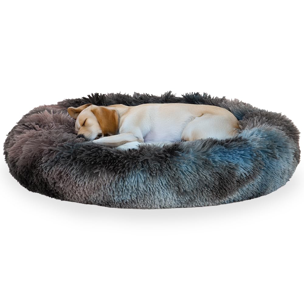 Jungolica Pet Products, Ultra Soft Calming Donut Shaped Cozy Warming Cat & Dog Bed. Removable Cover, Machine Washable, Anti-Slip