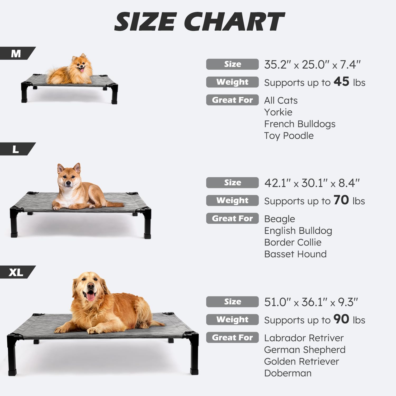 Heeyoo Cooling Elevated Dog Bed, Raised Dog Bed With Washable Breathable Mesh And Metal Frame, Portable Dog Cot Bed With No-Slip