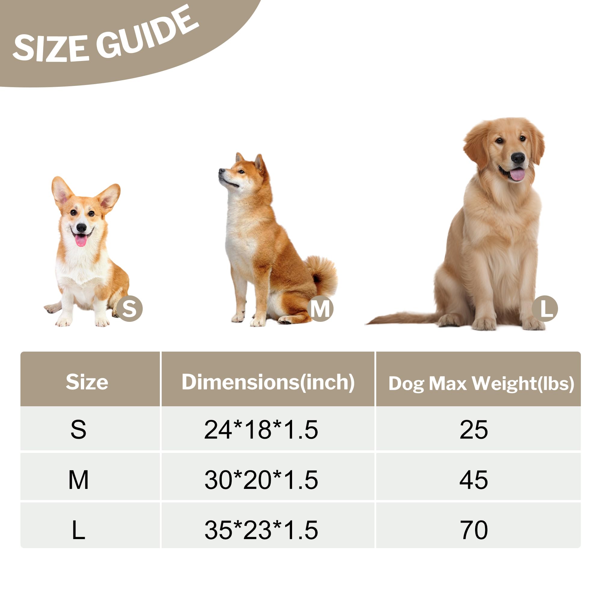 Dog Bed Crate Mat, Soft Durable Washable Anti-Slip Kennel Pad for Dogs & Cats, Reversible (Light Gray, M(30*20*1.5))