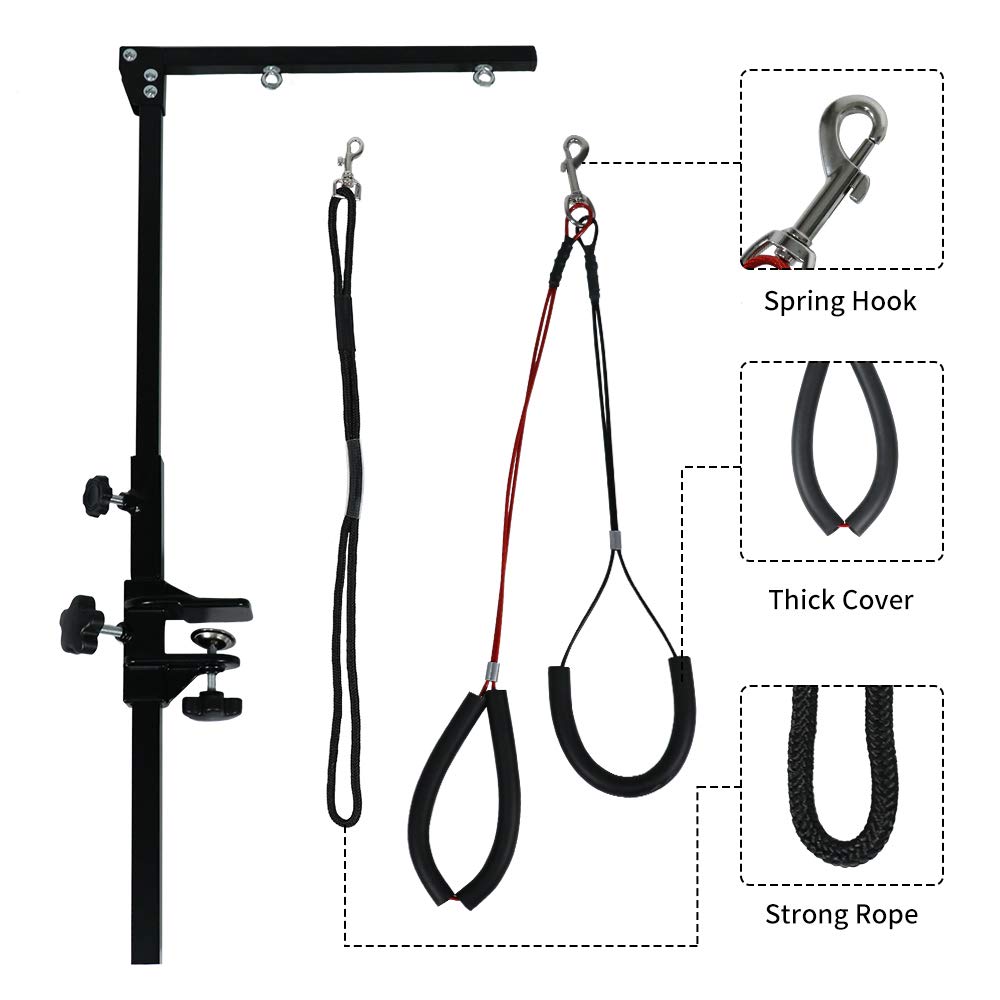Leibou Foldable Pet Grooming Arm With Clamp, Dog Grooming Loop Noose &Two No Sit Haunch Holder For Medium & Small Pets 36    Hei