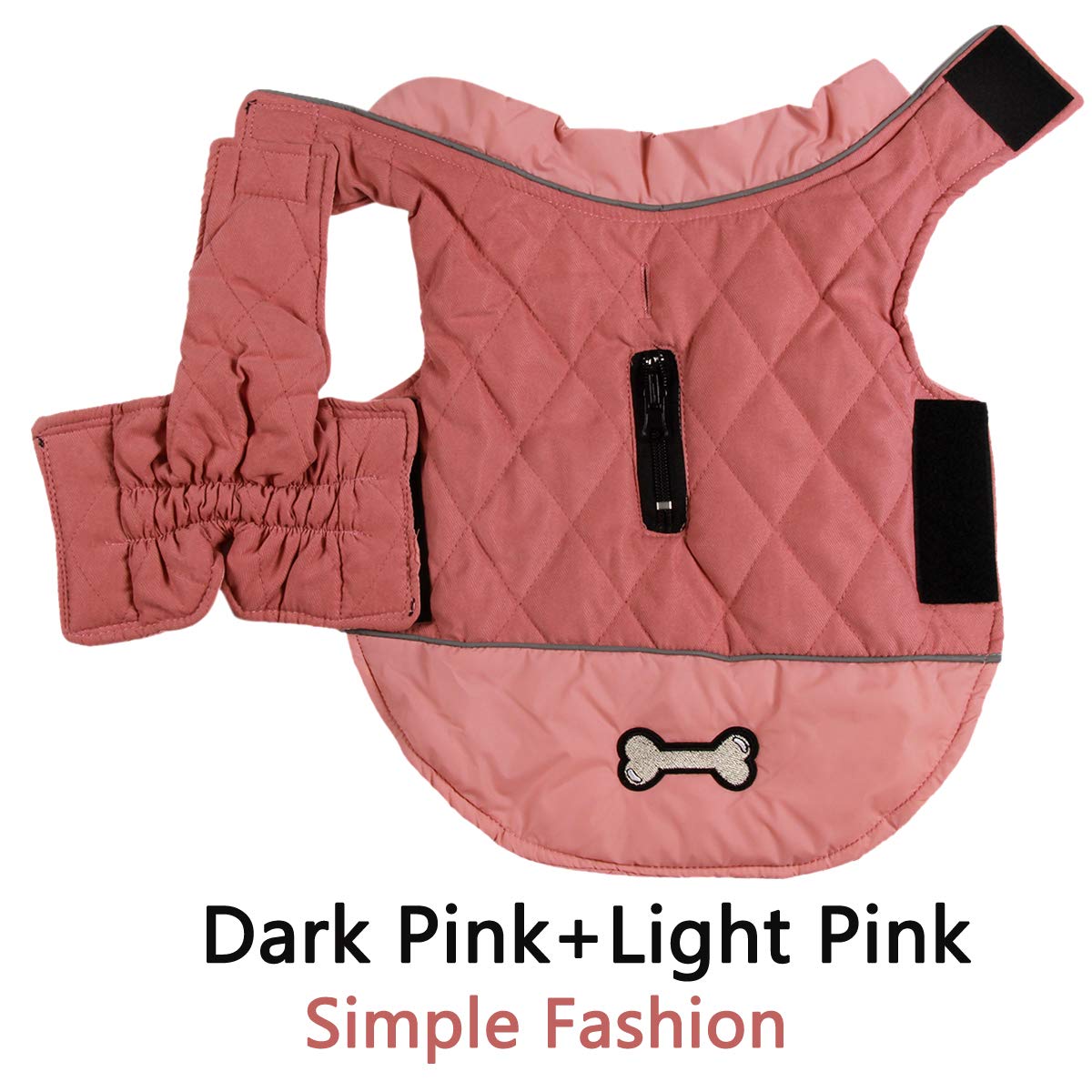 Vecomfy Reversible Dog Coats For Medium Dogs Waterproof Warm Puppy Jacket For Cold Winter,Pink M