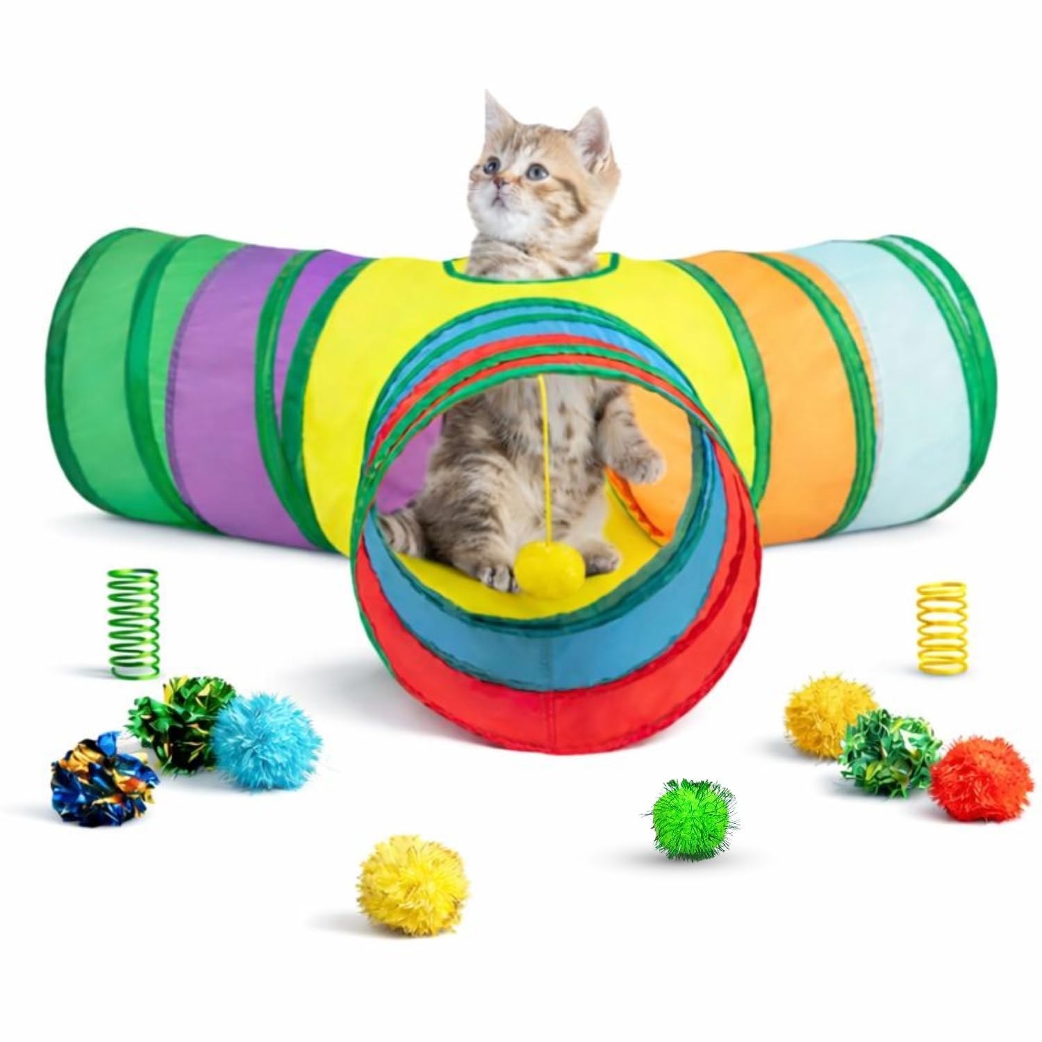 Cawypety Cat Tunnel Toy Collapsible Pet Play Tube With Storage Bag For Cats, Puppy, Rabbits, Guinea Pig, Indoor And Outdoor Use 