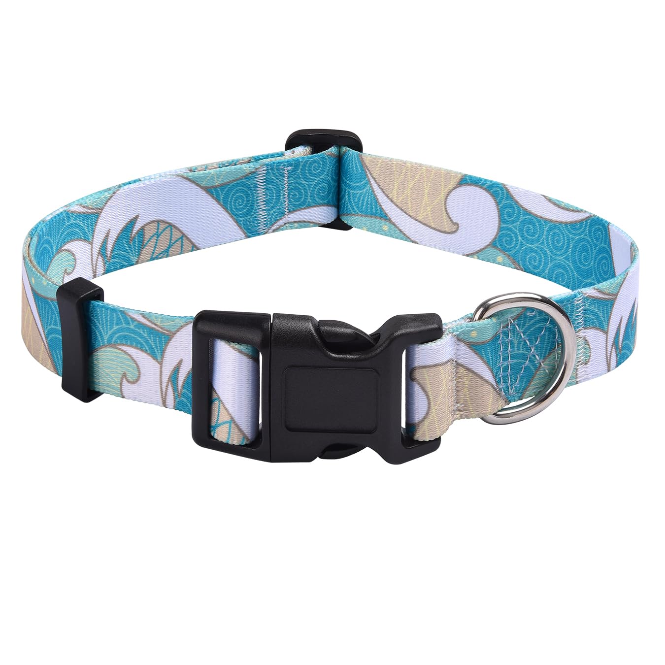 Mihqy Dog Collar With Bohemia Floral Tribal Geometric Patterns - Soft Ethnic Style Collar Adjustable For Small Medium Large Dogs(Sea Wave,S)