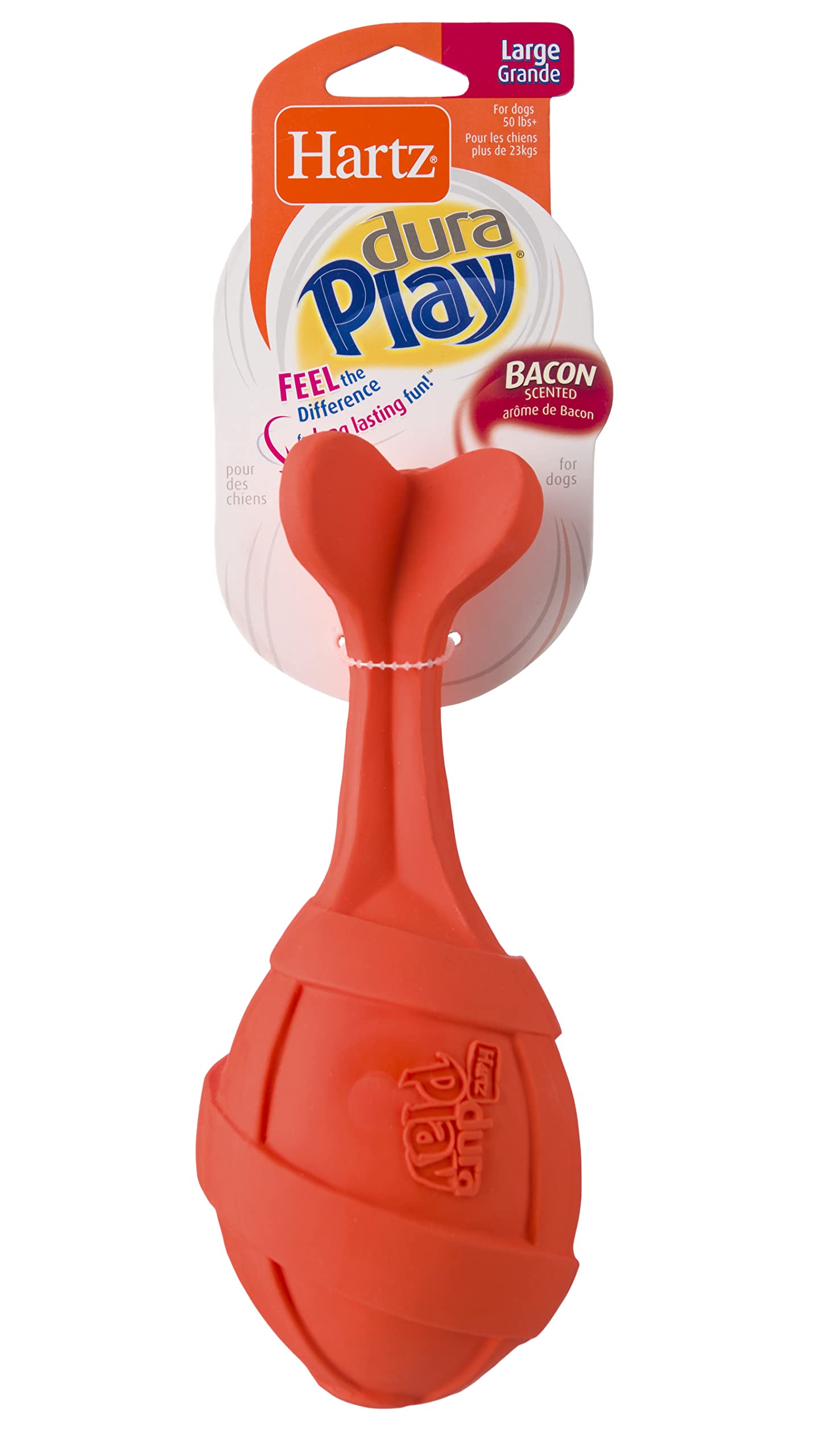 Hartz Dura Play Bacon Scented Rocket Dog Toy, Large, 1 Count (Colors Vary)