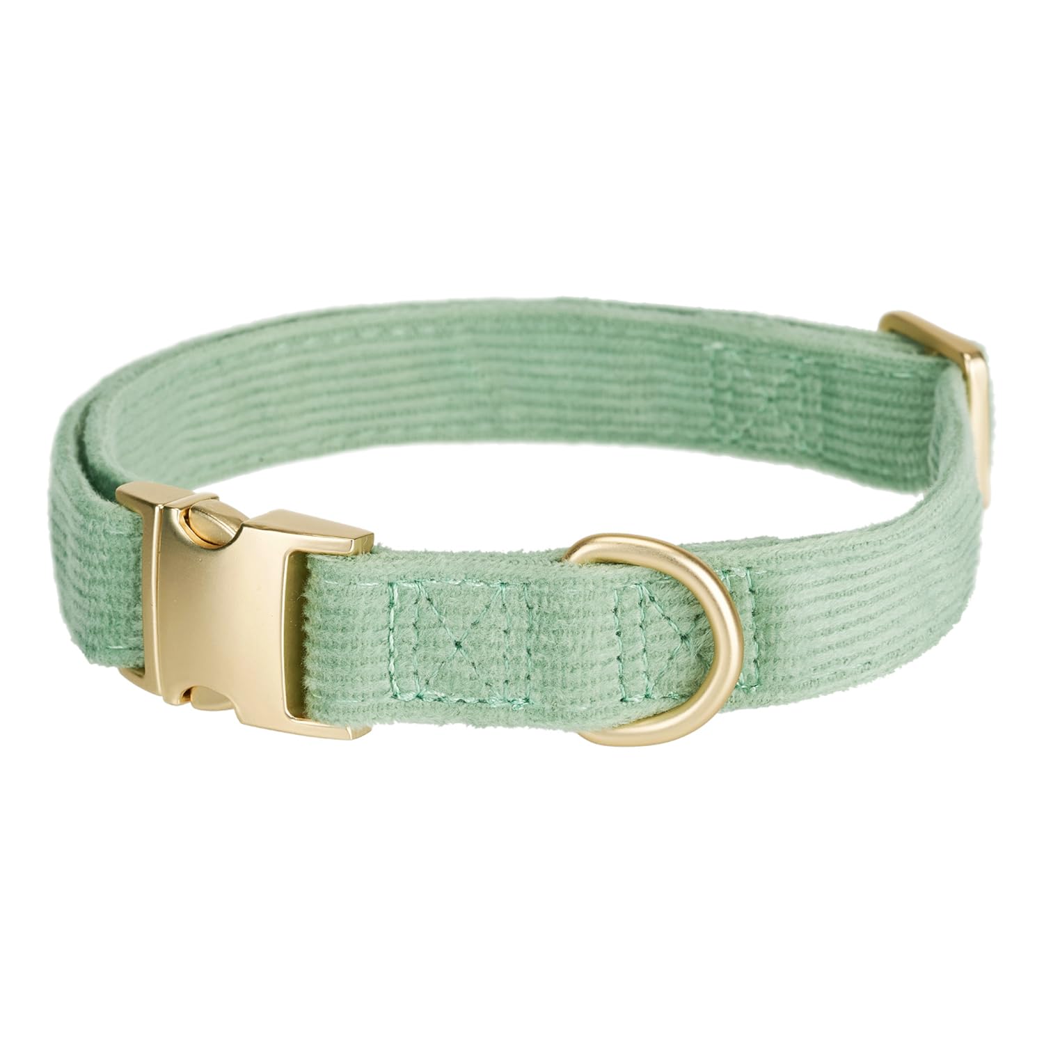 YUDOTE Soft Cotton Dog Collar with Metal Buckle Adjustable Heavy Duty Comfy Corduroy Collars for Small Medium Large Dogs,Grass G