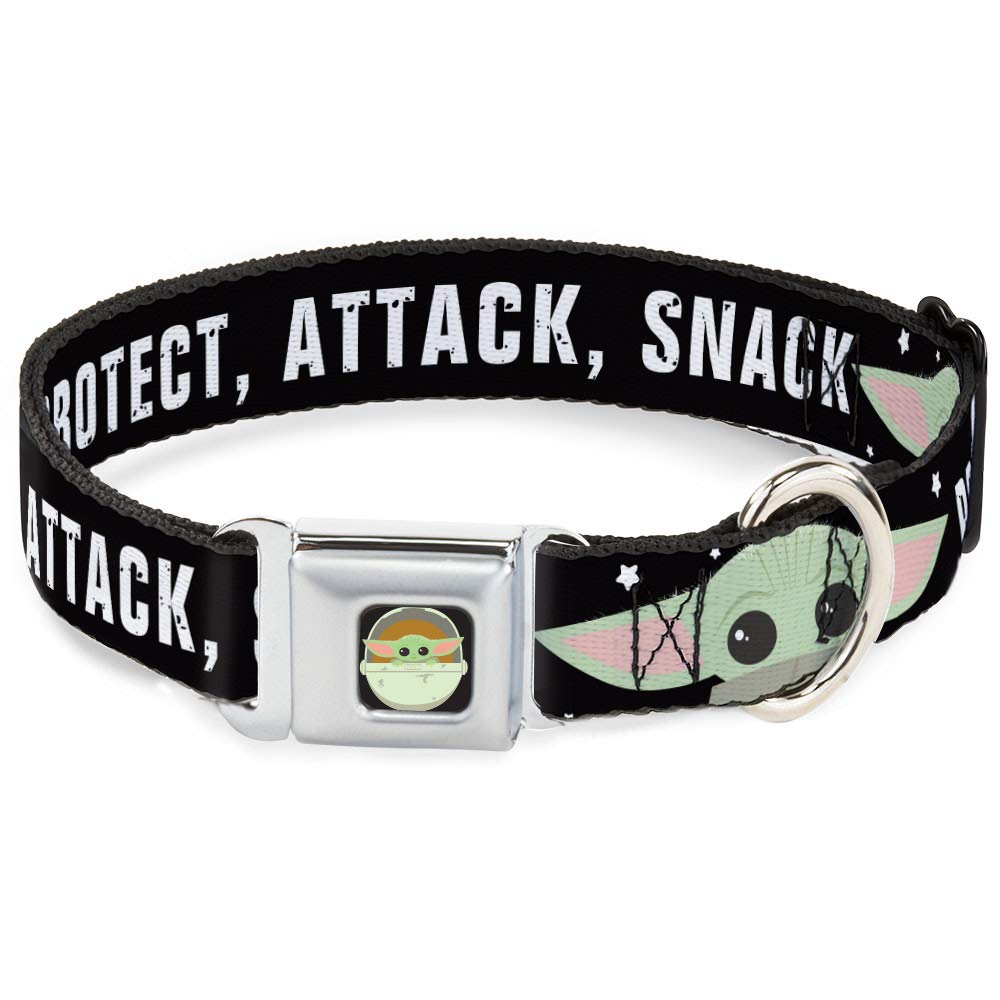 Buckle-Down Dog Collar Seatbelt Buckle Star Wars The Child Chibi Face Protect Attack Snack 15 To 26 Inches 1.0 Inch Wide,Dc-Sb-S
