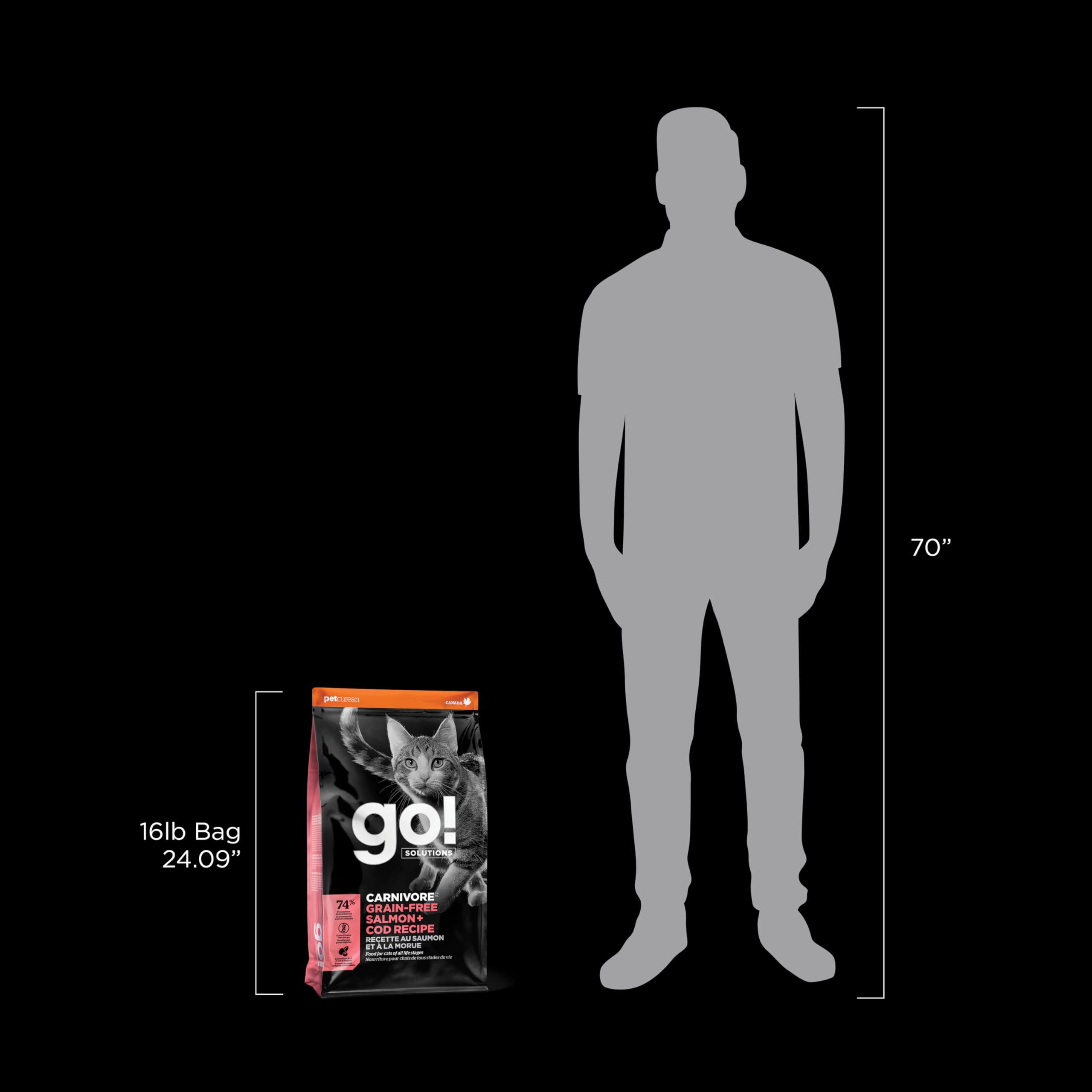 Go! Solutions Carnivore, Grain-Free, Protein Rich Dry Cat Food, Salmon and Cod Recipe, 16 lb Bag
