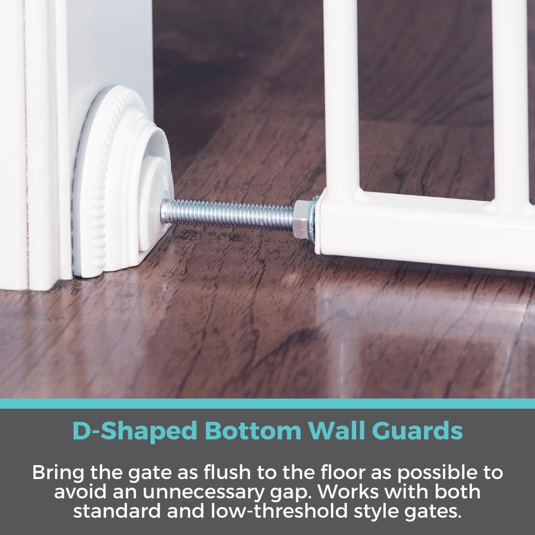 Toddleroo by North States Baby Gate Wall Guards, 4 Count, White, Plastic, Model 6111 - Extra Safety for Pressure Mounted Gates