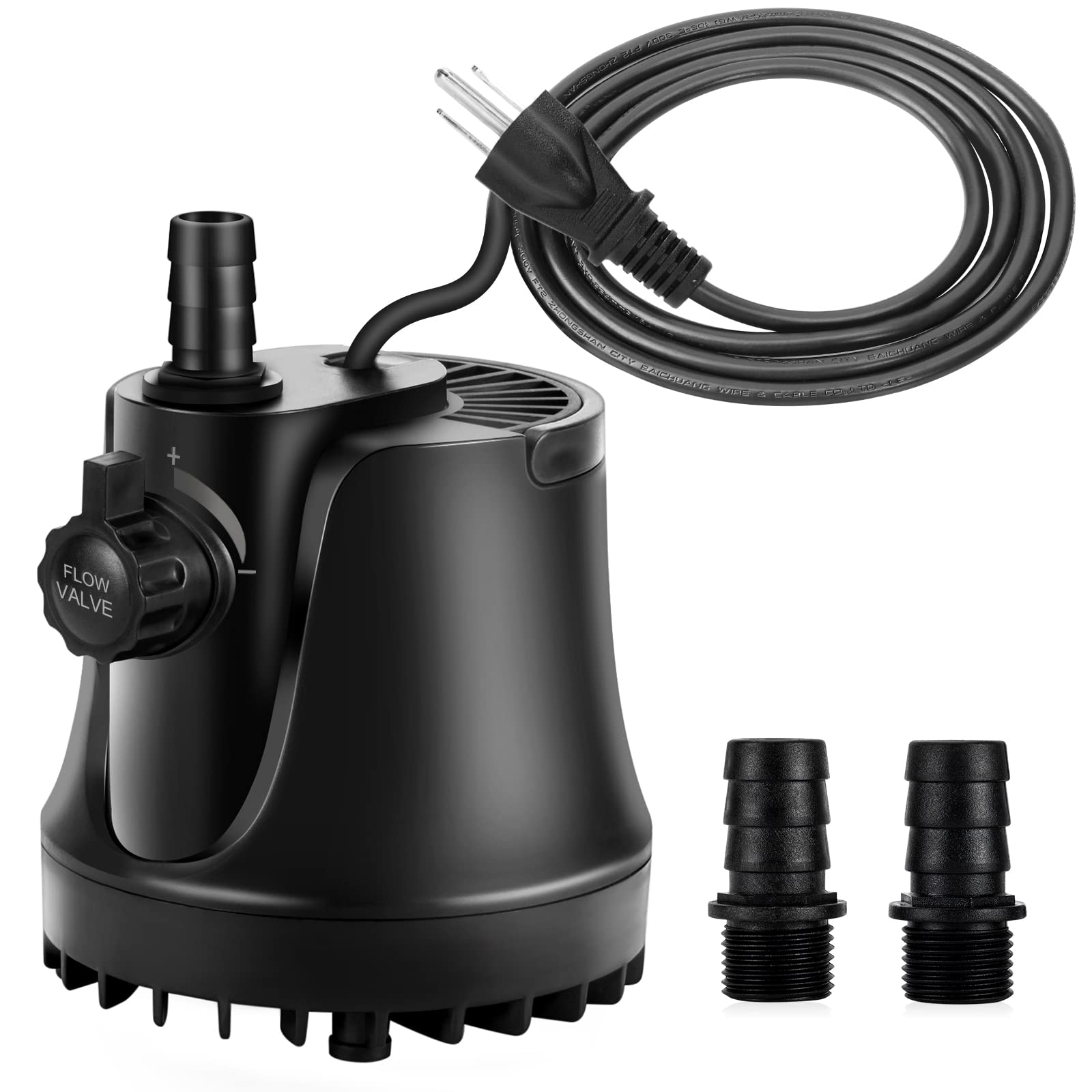 AQQA 265-800 GPH Submersible Aquarium Water Pump with Adjustable Switch, Water Removal and Drainage Sump Cleaning Pump with 2 No