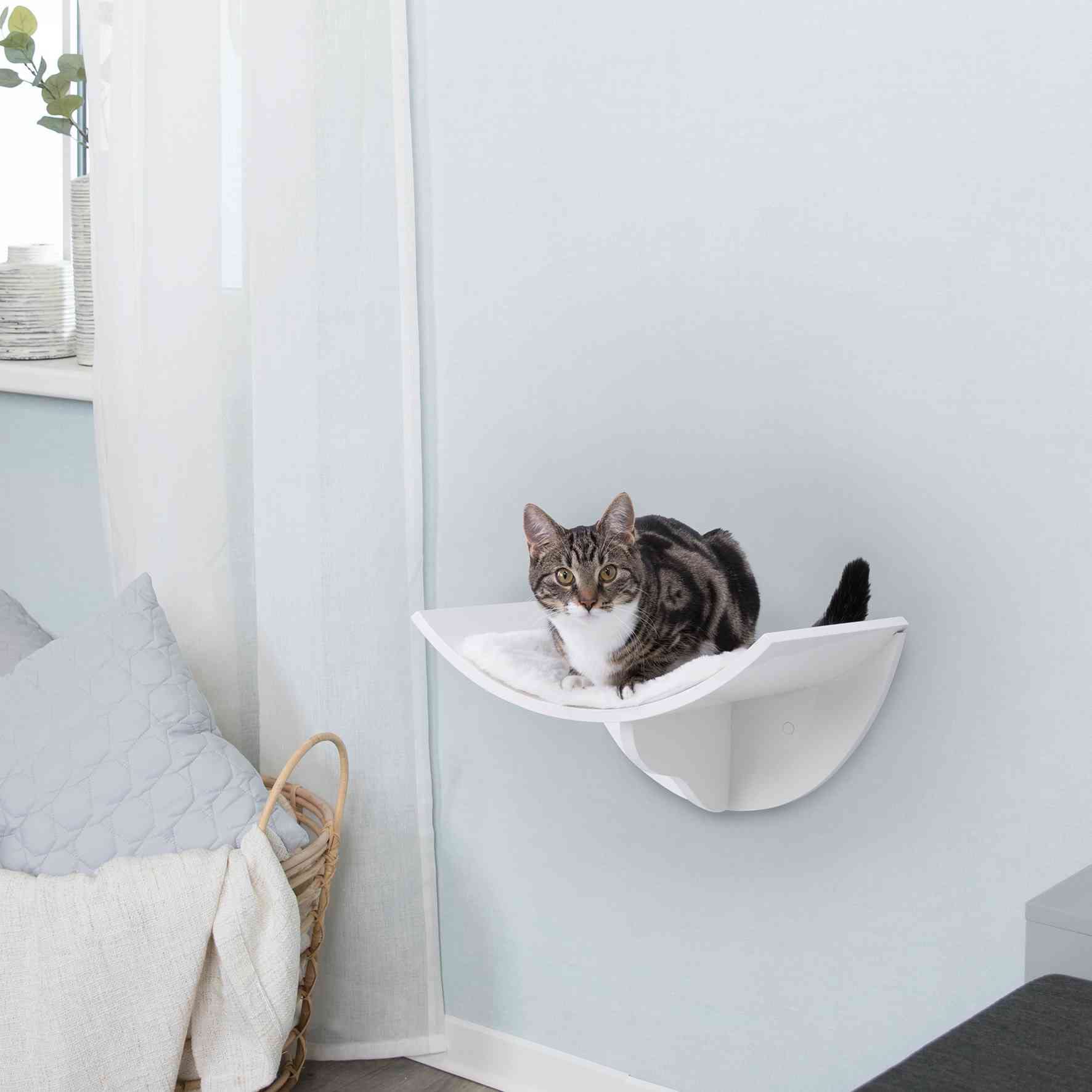 Trixie Lorena Wall Mount Perch, Cat Shelf, Cat Bed, Cat Lounger, Cat Furniture - White